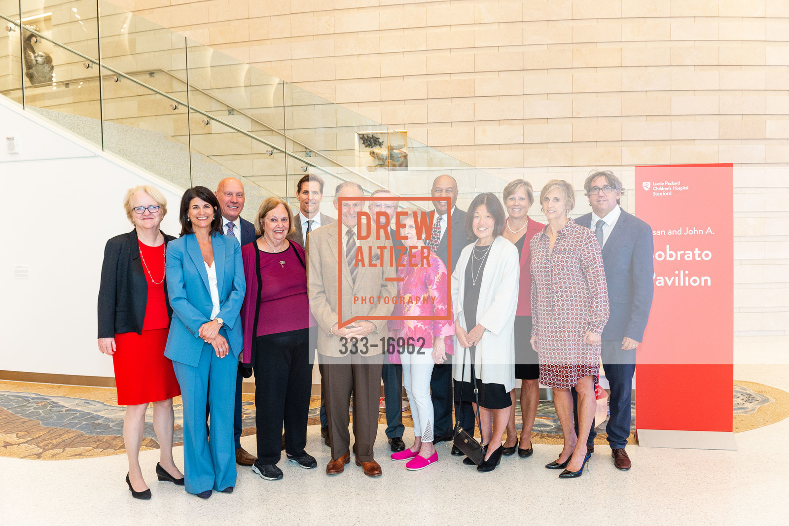 Carol Larson, Lisa Sobrato Sonsini, Bryan Polster, Matthew Sonsini, John A. Sobrato, Susan Sobrato, Rick Williams, Anne Yamamoto, Barbara Williams, Sheri Sobrato Brisson, Eric Brisson, Dedication and Ribbon Cutting of the Susan and John A. Sobrato Pavilion and the Tad and Dianne Taube Pavilion at Lucile Packard Children's Hospital, Lucile Packard Children's Hospital Stanford. 725 Welch Road, August 21st, 2018, Photo #333-16962 Carol Larson, Lisa Sobrato Sonsini, Bryan Polster, Matthew Sonsini, John A. Sobrato, Susan Sobrato, Rick Williams, Anne Yamamoto, Barbara Williams, Sheri Sobrato Brisson, Eric Brisson, Photo #333-16962