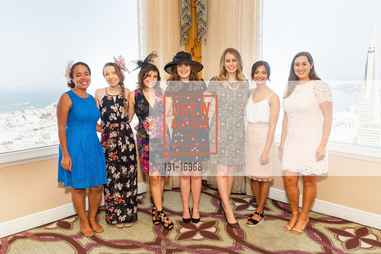 Josie Smith, Katherine Cohlmia, Alex Mullin, Alex Fox, Alexa Valentine, Shreya Tanna, San Francisco Spinsters New Member Tea, San Francisco, Crown Room. 955 Mason Street, August 25th, 2018, Photo #131-16968 Josie Smith, Katherine Cohlmia, Alex Mullin, Alex Fox, Alexa Valentine, Shreya Tanna, Photo #131-16968