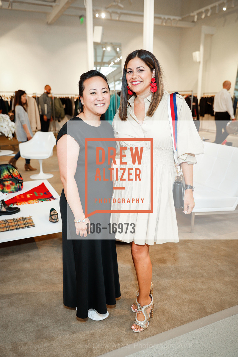Pearl Percy, Gigi Ganatra, Jeffrey Kalinsky and VOGUE Celebrate Jeffrey Store Opening at Stanford Shopping Center, Jeffrey Stanford Shopping Center. 660 Stanford Shopping Center, August 29th, 2018, Photo #106-16973 Pearl Percy, Gigi Ganatra, Photo #106-16973