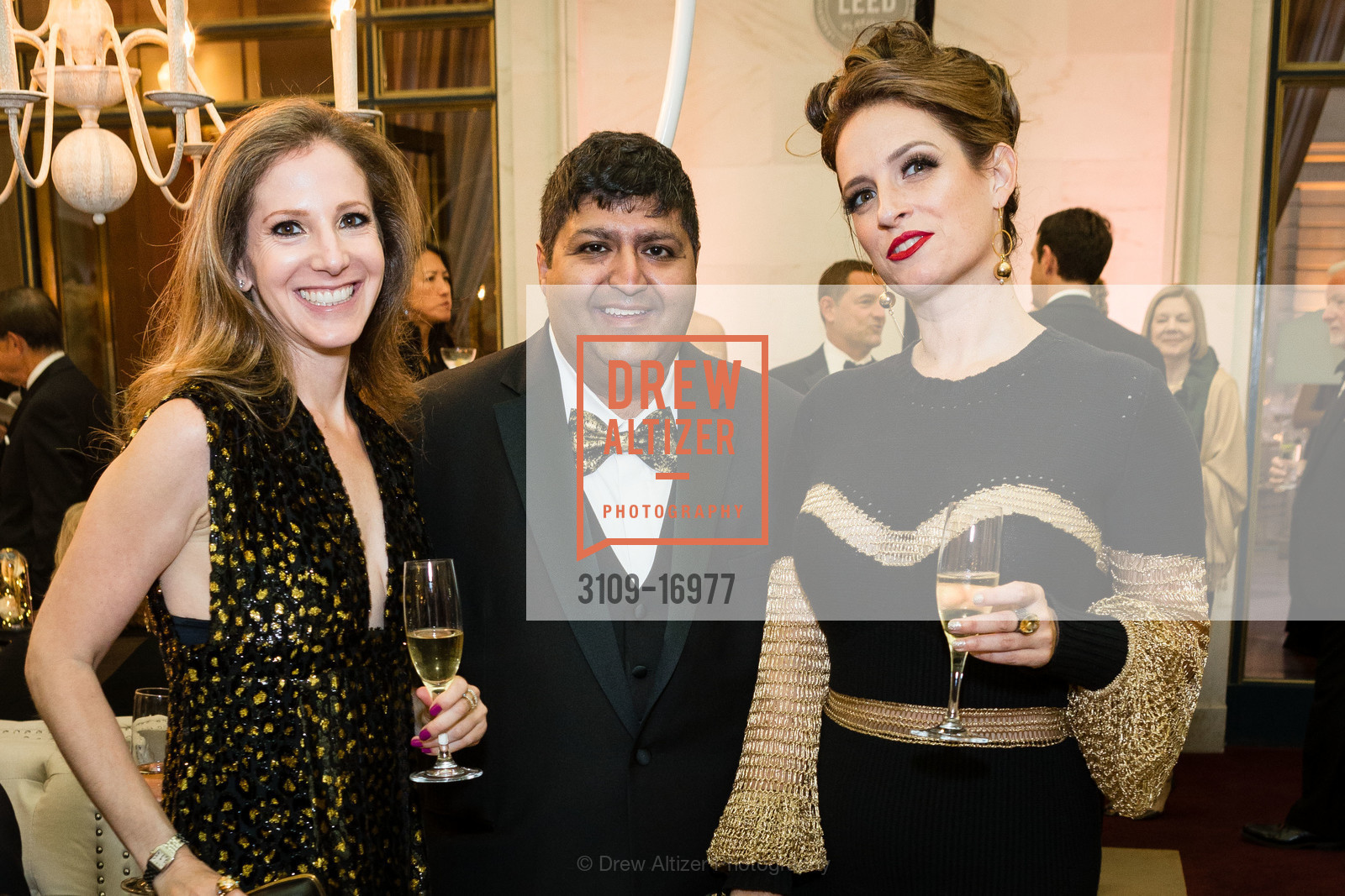 Abby Teisch, Ravi Krishnaney, Jessica Hermit, San Francisco Symphony 2018 Opening Night Gala, Davies Symphony Hall. 201 Van Ness Avenue, Photo #3109-16977 Abby Teisch, Ravi Krishnaney, Jessica Hermit, Photo #3109-16977