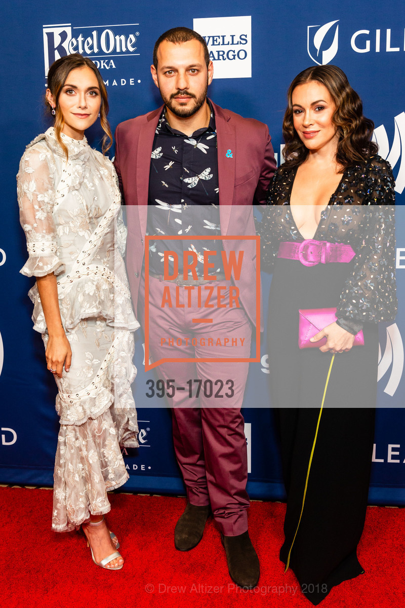 Alyson Stoner, Mathew Shurka, Alyssa Milano, GLAAD Gala San Francisco 2018, Hyatt Regency San Francisco. 5 The Embarcadero, September 15th, 2018, Photo #395-17023 Alyson Stoner, Mathew Shurka, Alyssa Milano, Photo #395-17023