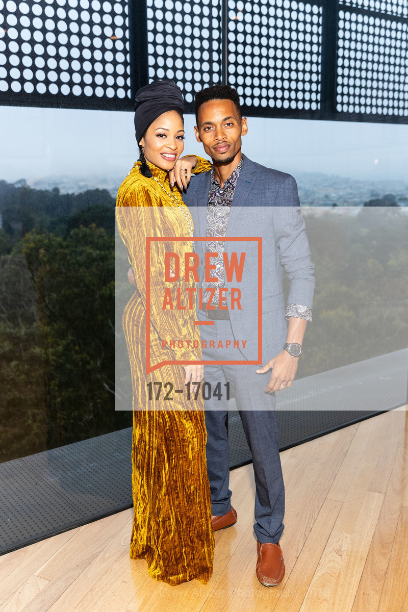 Neelam Hakeem, Marquis Mohammed, Contemporary Muslim Fashions Donor Opening at the de Young, de Young Musuem, September 21st, 2018, Photo #172-17041 Neelam Hakeem, Marquis Mohammed, Photo #172-17041