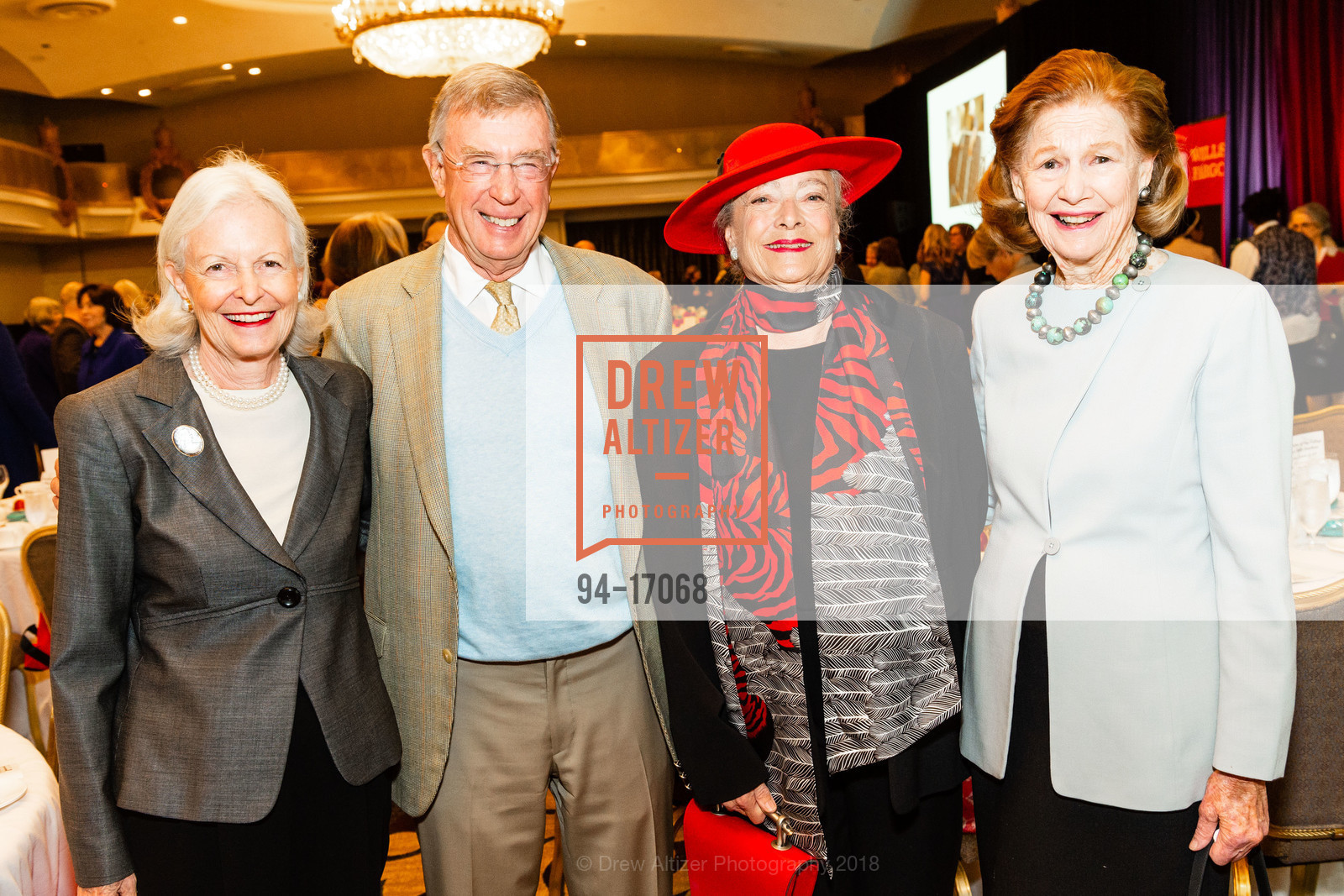 Paula Schultz, John Schram, Sandy Marston, Chrissie Crawford, City College of San Francisco 14th Annual Basic Skills Luncheon, Fairmont Hotel. 950 Mason St, September 25th, 2018, Photo #94-17068 Paula Schultz, John Schram, Sandy Marston, Chrissie Crawford, Photo #94-17068