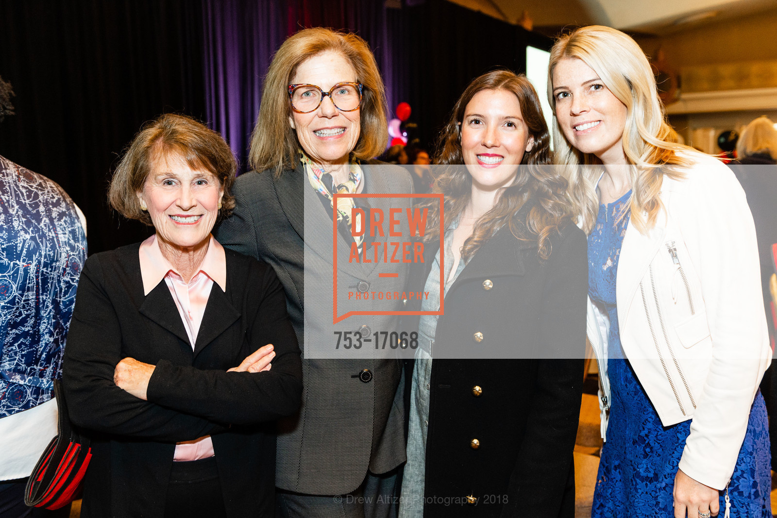 Vicky Fleishhacker, Sheila Larsen, Tracy Cooke, Kate Larsen, City College of San Francisco 14th Annual Basic Skills Luncheon, Fairmont Hotel. 950 Mason St, September 25th, 2018, Photo #753-17068 Vicky Fleishhacker, Sheila Larsen, Tracy Cooke, Kate Larsen, Photo #753-17068