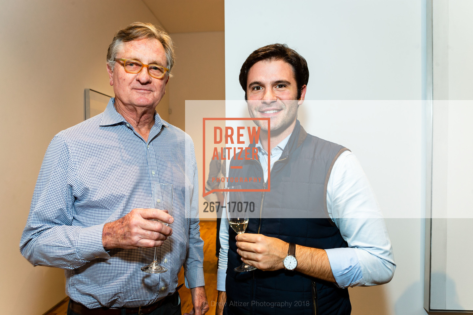 Philip LaLonde, Francois Vignaud, Pace Gallery Hosts Fall Opening Reception for “Agnes Martin / Navajo Blankets”, Pace Gallery Palo Alto. 229 Hamilton Ave, September 27th, 2018, Photo #267-17070 Philip LaLonde, Francois Vignaud, Photo #267-17070