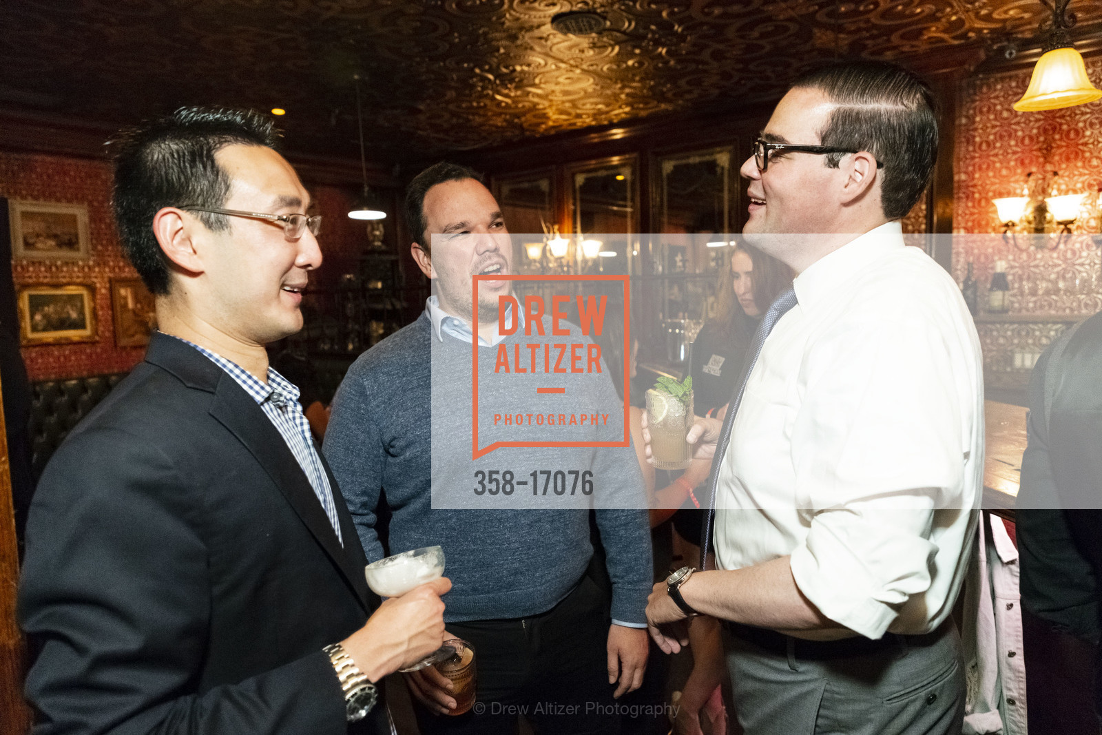 David Latt, Luis Barahona, Jacob Angel, Military Health Project's End of Summer Soiree 2018, White Chapel, Gin Palace Room. 600 Polk St, San Francisco, CA 94102, Photo #358-17076 David Latt, Luis Barahona, Jacob Angel, Photo #358-17076