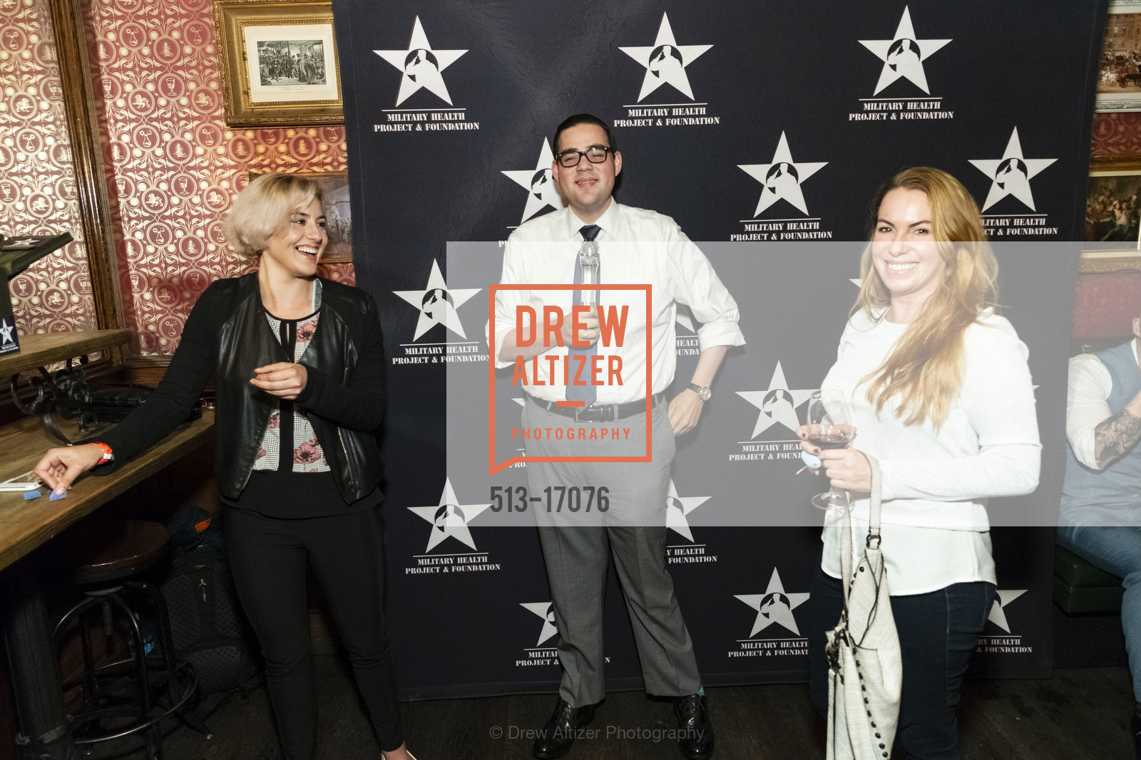 Angeline Drummond, Jacob Angel, Nicole Petrak, Military Health Project's End of Summer Soiree 2018, White Chapel, Gin Palace Room. 600 Polk St, San Francisco, CA 94102, Photo #513-17076 Angeline Drummond, Jacob Angel, Nicole Petrak, Photo #513-17076