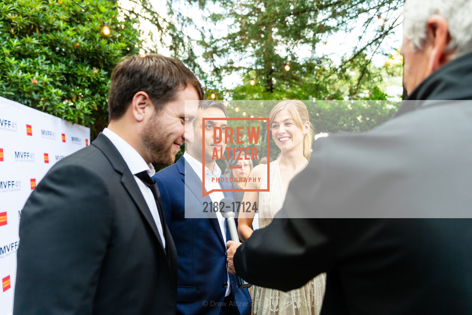 Matthew Heineman, Arash Amel, Rosamund Pike, Mill Valley Film Festival 2018 Opening Night Gala and Red Carpet, Outdoor Art Club. 1 W. Blithedale Avenue, October 4th, 2018, Photo #2182-17124 Matthew Heineman, Arash Amel, Rosamund Pike, Photo #2182-17124