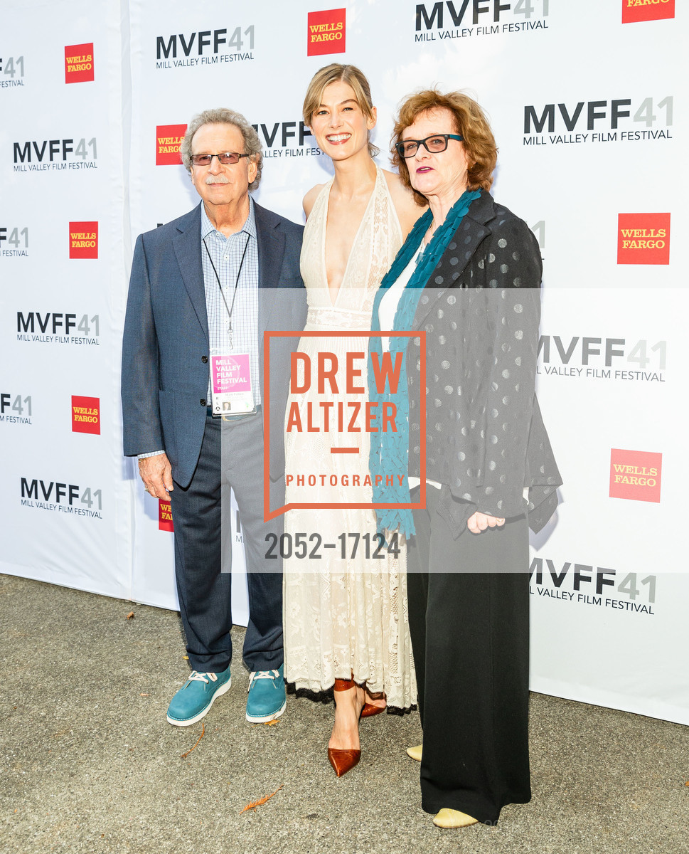 Mark Fishkin, Rosamund Pike, Zoe Elton, Mill Valley Film Festival 2018 Opening Night Gala and Red Carpet, Outdoor Art Club. 1 W. Blithedale Avenue, October 4th, 2018, Photo #2052-17124 Mark Fishkin, Rosamund Pike, Zoe Elton, Photo #2052-17124