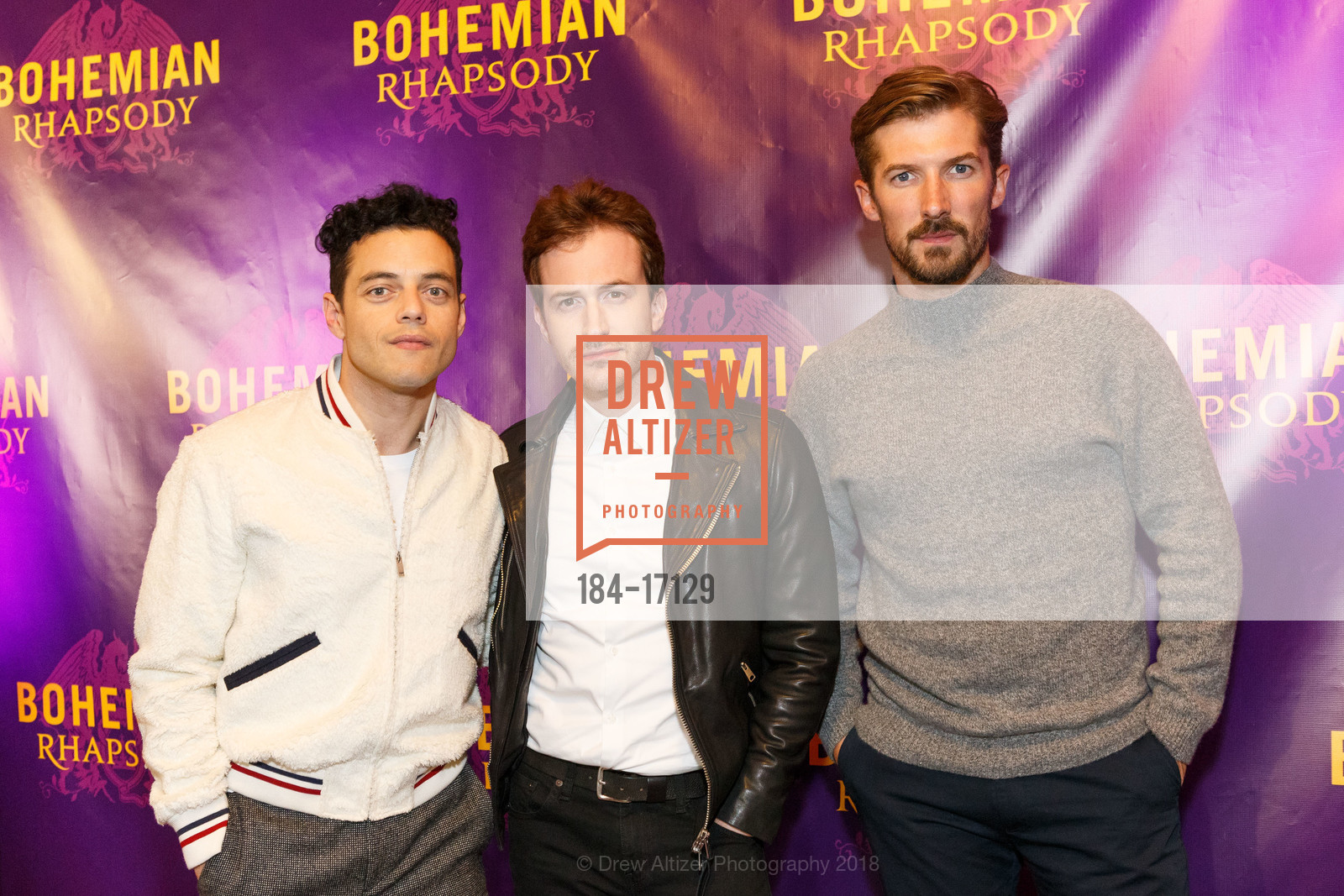 Rami Malek, Joseph Mazzello, Gwilym Lee, BOHEMIAN RHAPSODY Red Carpet Arrivals, Castro Theatre. 429 Castro Street, October 5th, 2018, Photo #184-17129 Rami Malek, Joseph Mazzello, Gwilym Lee, Photo #184-17129