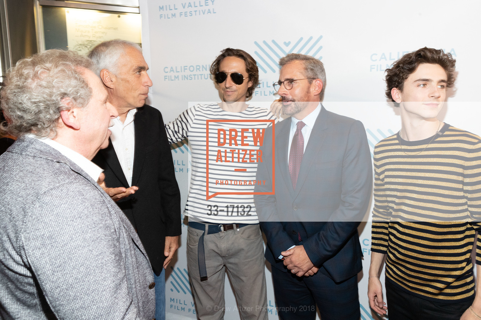 Mark Fishkin, David Sheff, Nic Sheff, Steve Carell, Timothée Chalamet, MILL VALLEY FILM FESTIVAL 2018 Red Carpet Arrival for BEAUTIFUL BOY, Smith Rafael Film Center. 1118 4th Street, October 6th, 2018, Photo #33-17132 Mark Fishkin, David Sheff, Nic Sheff, Steve Carell, Timothée Chalamet, Photo #33-17132