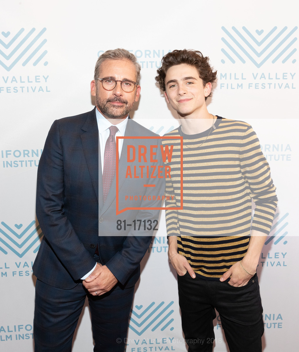 Steve Carell, Timothée Chalamet, MILL VALLEY FILM FESTIVAL 2018 Red Carpet Arrival for BEAUTIFUL BOY, Smith Rafael Film Center. 1118 4th Street, October 6th, 2018, Photo #81-17132 Steve Carell, Timothée Chalamet, Photo #81-17132