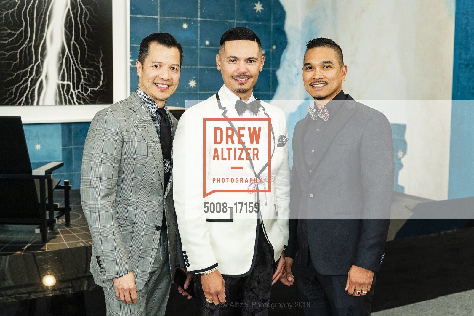 Kevin Yee, Jason Legaspi, Randy Anzaldo, The San Francisco Fall Art & Antiques Show Opening Nigh Preview Gala, Festival Pavilion, Fort Mason Center for Arts & Culture, October 10th, 2018, Photo #5008-17159 Kevin Yee, Jason Legaspi, Randy Anzaldo, Photo #5008-17159