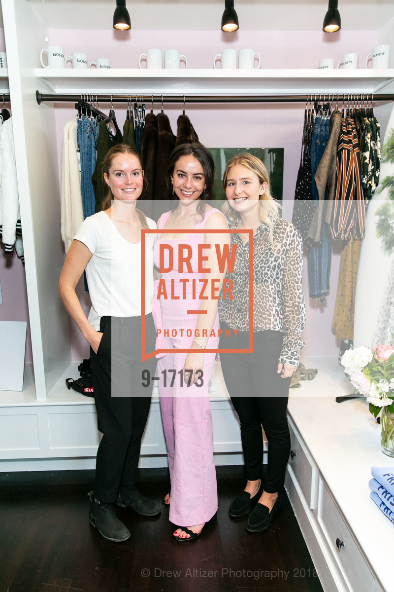 Rita Flynt, Gabrielle Perenchio, Chloe Francois, The Bar Code Store Opening, The Barcode Store. 3600 Sacramento street, October 11th, 2018, Photo #9-17173 Rita Flynt, Gabrielle Perenchio, Chloe Francois, Photo #9-17173
