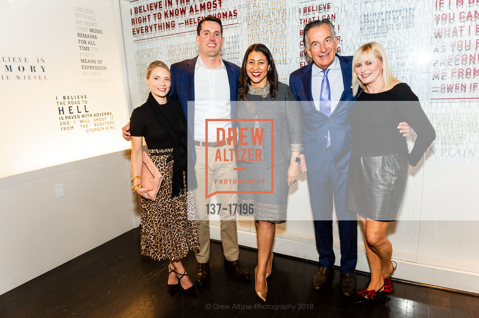 Gillian Toboni, Joey Toboni, London Breed, Joe Toboni, Mary Toboni, Holy Family Day Gala's Light Up The Night 2018, The Julia Morgan Ballroom. 465 California St, October 18th, 2018, Photo #137-17196 Gillian Toboni, Joey Toboni, London Breed, Joe Toboni, Mary Toboni, Photo #137-17196