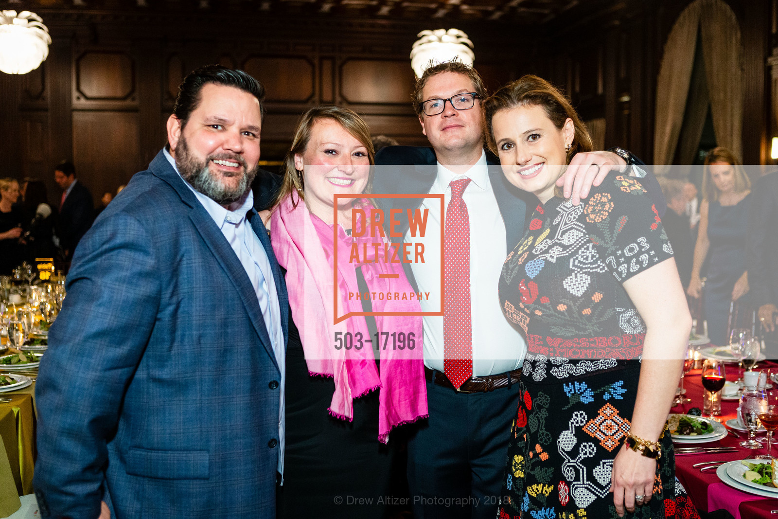 Isaac Iaea, Kathryn Parkin, Toby Riotte, Clare Matschullat, Holy Family Day Gala's Light Up The Night 2018, The Julia Morgan Ballroom. 465 California St, October 18th, 2018, Photo #503-17196 Isaac Iaea, Kathryn Parkin, Toby Riotte, Clare Matschullat, Photo #503-17196