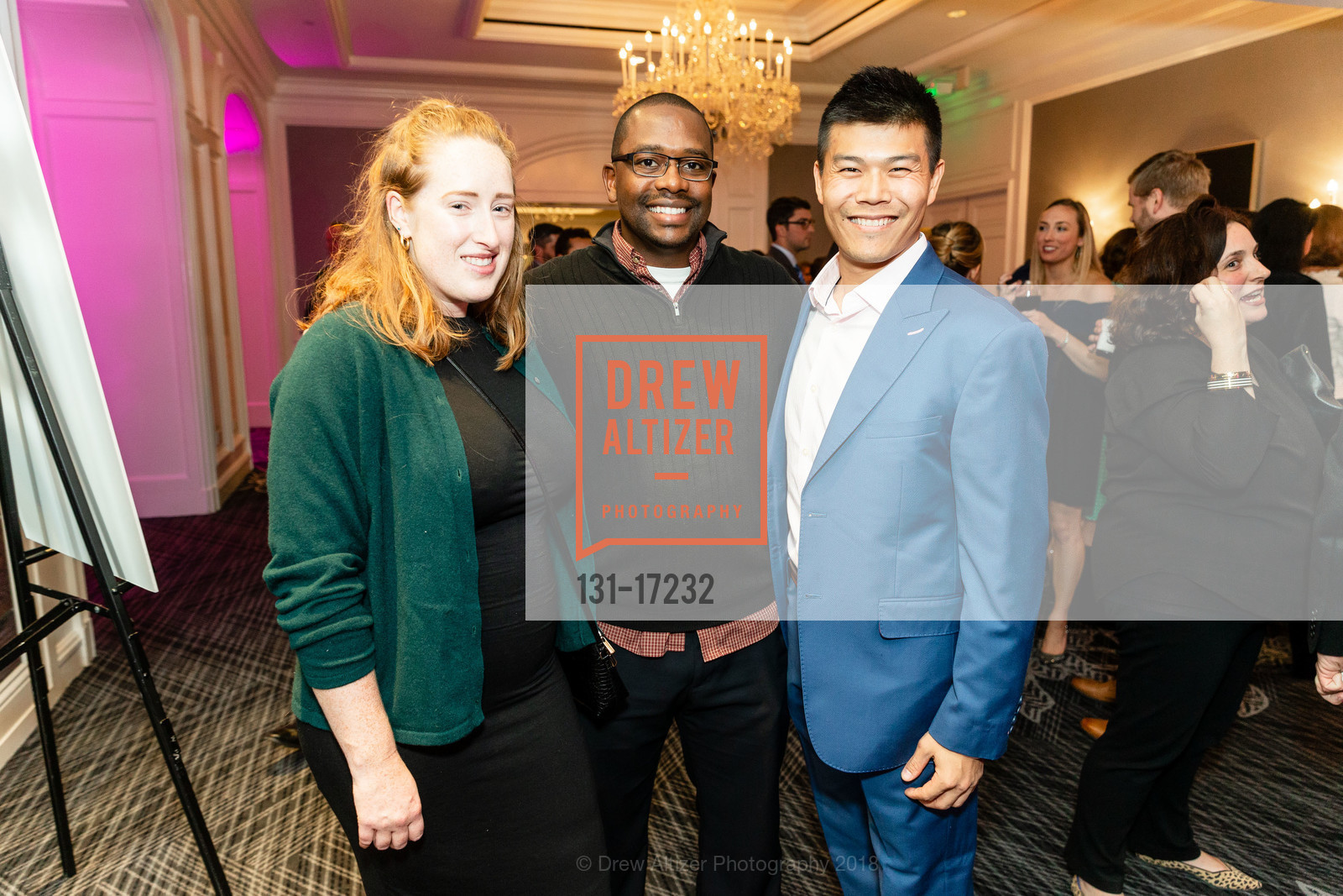 Paide Norberg, Damian Oyobio, Jeffrey George, San Francisco Education Fund Gala 2018, Ritz Hotel, October 23rd, 2018, Photo #131-17232 Paide Norberg, Damian Oyobio, Jeffrey George, Photo #131-17232