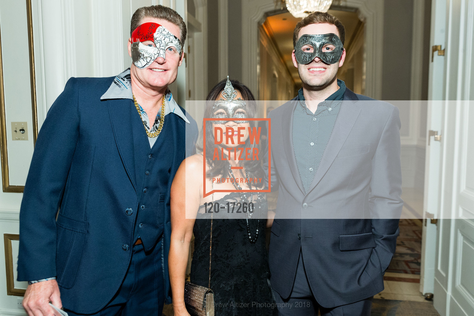 Stephen Mullaney, Liz Mullaney, Alec Pickering, The Arthritis Foundation's Bone Bash 2018 An Evening in Disguise, Palace Hotel. 2 New Montgomery St, October 27th, 2018, Photo #120-17260 Stephen Mullaney, Liz Mullaney, Alec Pickering, Photo #120-17260