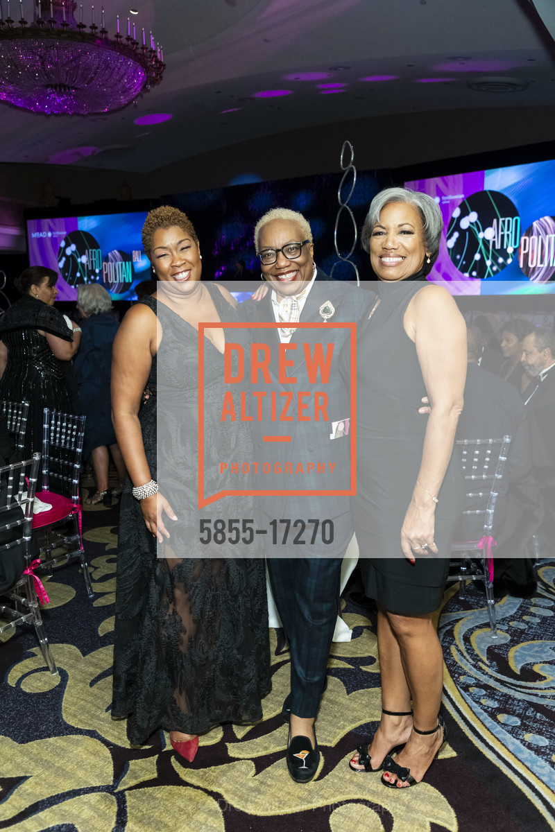Melanie Shelby, Linda Harrison, Bernida Reagan, MoAD's Afropolitan Ball 2018, Fairmont Hotel, Photo #5855-17270 Melanie Shelby, Linda Harrison, Bernida Reagan, Photo #5855-17270
