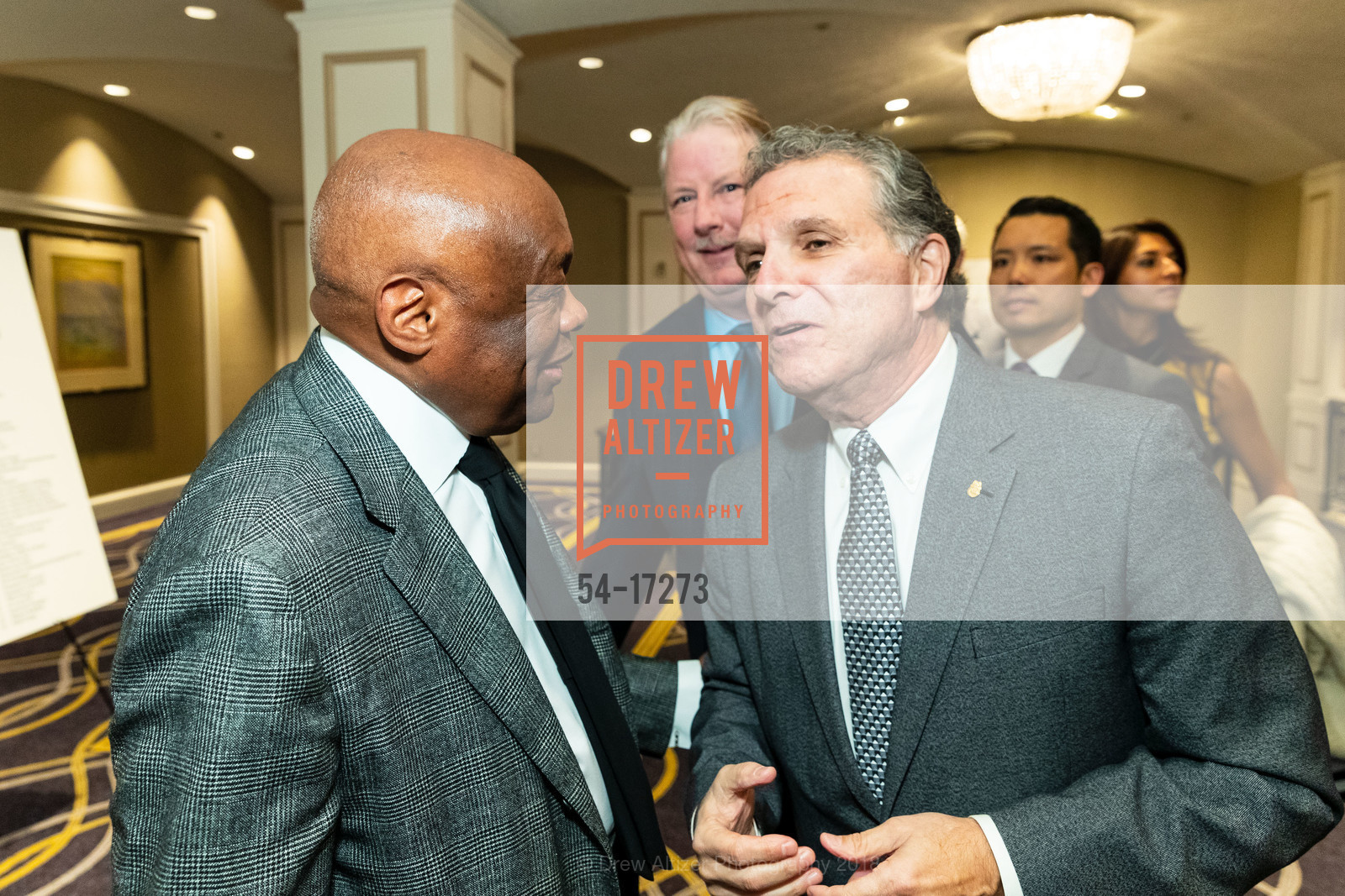 Willie Brown, Mark Gleason, Rome Aloise, Willie Brown Institute Breakfast Club 2018, Fairmont Hotel, October 30th, 2018, Photo #54-17273 Willie Brown, Mark Gleason, Rome Aloise, Photo #54-17273