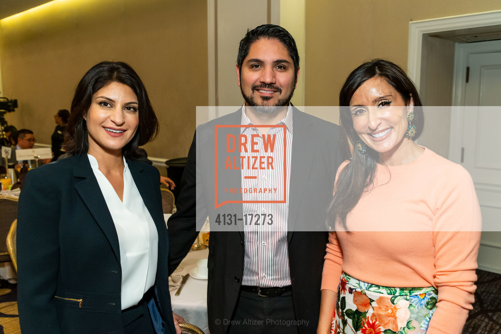 Stephanie Cousheri, Babak Yousefzadeh, Shefali Razdan Duggal, Willie Brown Institute Breakfast Club 2018, Fairmont Hotel, Photo #4131-17273 Stephanie Cousheri, Babak Yousefzadeh, Shefali Razdan Duggal, Photo #4131-17273
