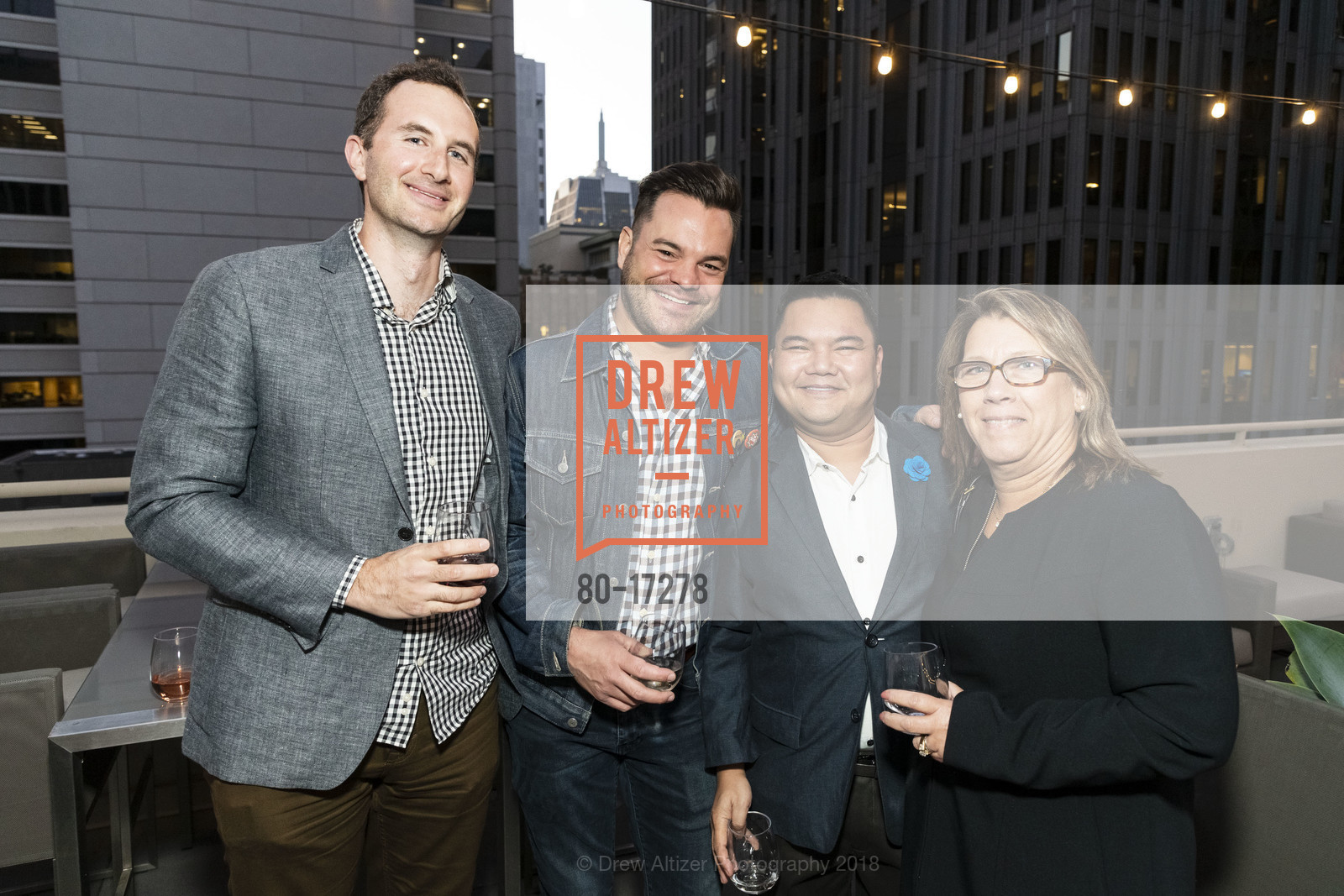 Scott Tashjian, Kory Cogdill, Riley Manlapaz, Mary Goll, San Francisco Magazine's Editor-in-Chief Reception: Jason Sheeler, The Newhall Nest, 11th Floor Penthouse. 260 California, October 30th, 2018, Photo #80-17278 Scott Tashjian, Kory Cogdill, Riley Manlapaz, Mary Goll, Photo #80-17278