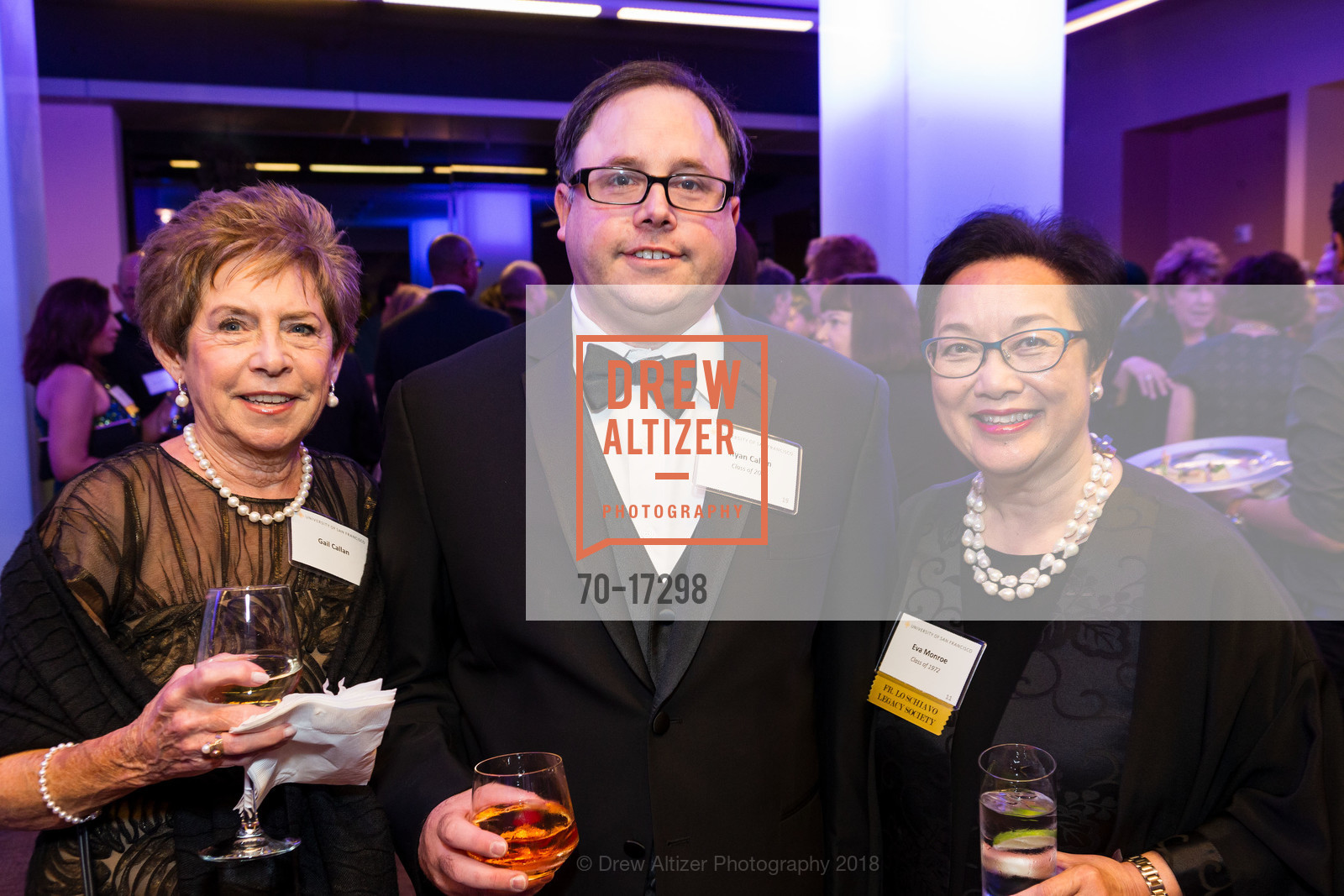 Gail Callan, Ryan Callan, Eve Monroe, USF Alumni Awards Gala 2018, USF Campus, McLaren Complex. 2130 Fulton Street, November 3rd, 2018, Photo #70-17298 Gail Callan, Ryan Callan, Eve Monroe, Photo #70-17298