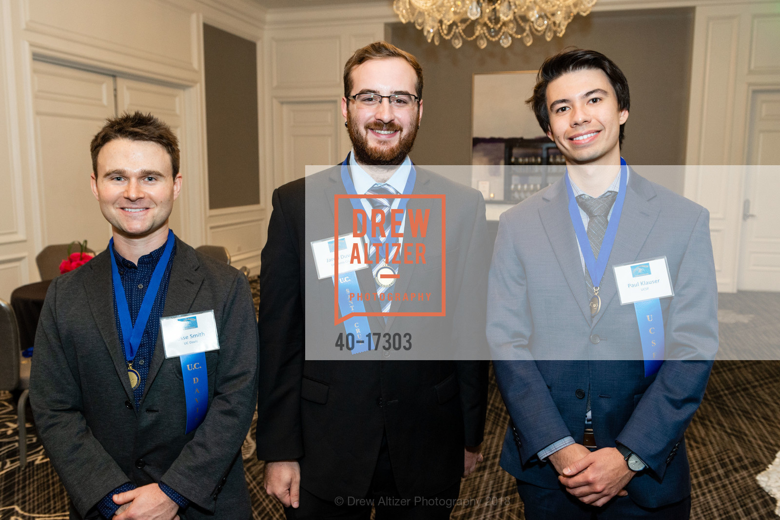 Jesse Smith, Jared Duval, Paul Klauser, ARCS Scholar Awards Celebration 2018, Ritz Carlton Hotel. 600 Stockton Street, November 7th, 2018, Photo #40-17303 Jesse Smith, Jared Duval, Paul Klauser, Photo #40-17303