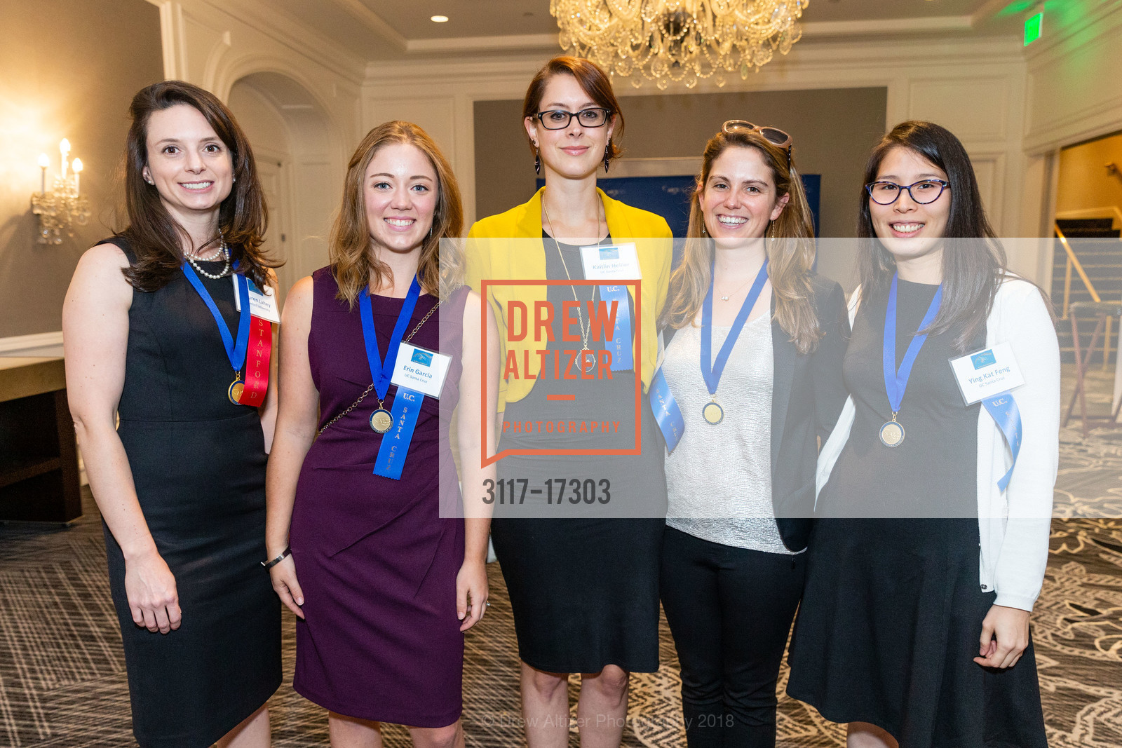Lauren Lahey, Erin Garcia, Kaitlin Hellier, Emily Cunningham, Kat Feng, ARCS Scholar Awards Celebration 2018, Ritz Carlton Hotel. 600 Stockton Street, November 7th, 2018, Photo #3117-17303 Lauren Lahey, Erin Garcia, Kaitlin Hellier, Emily Cunningham, Kat Feng, Photo #3117-17303