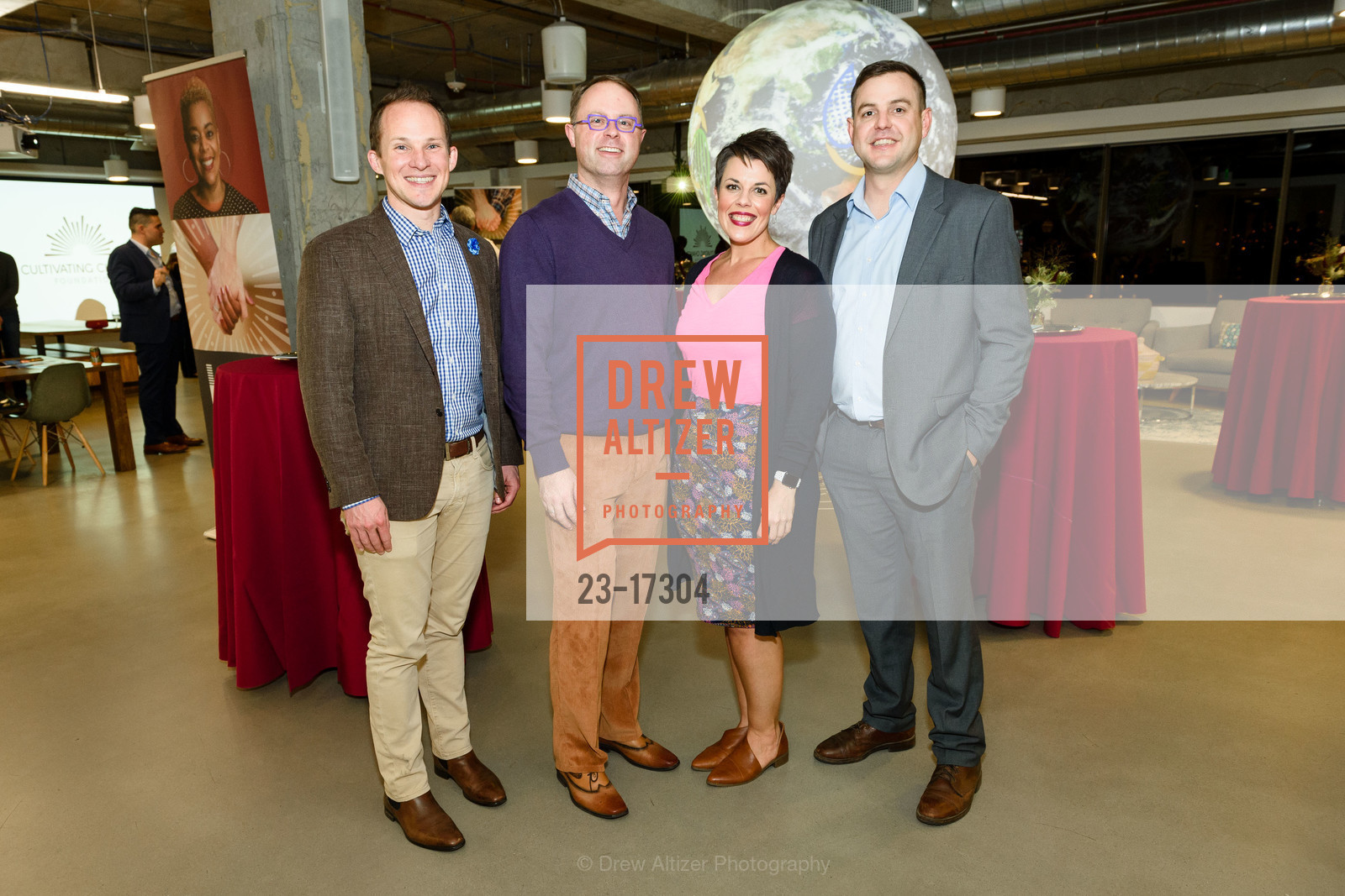 Kirk Maag, JJ Jones, Melissa Augusto, Greg Van Dyke, The Cultivating Change Foundation Hosts Celebrating Agriculture in SF 2018, Climate Corporation. 201 3rd St. Suite 1100, Photo #23-17304 Kirk Maag, JJ Jones, Melissa Augusto, Greg Van Dyke, Photo #23-17304