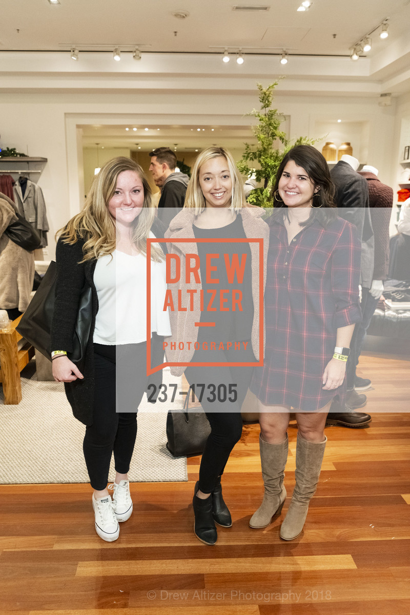 Shannon Sunnergren, Megan Kistler, Jenny Malcovitch, Banana Republic Cos Bar Beauty Shop Launch 2018, Banana Republic. 256 Grant Avenue, November 8th, 2018, Photo #237-17305 Shannon Sunnergren, Megan Kistler, Jenny Malcovitch, Photo #237-17305
