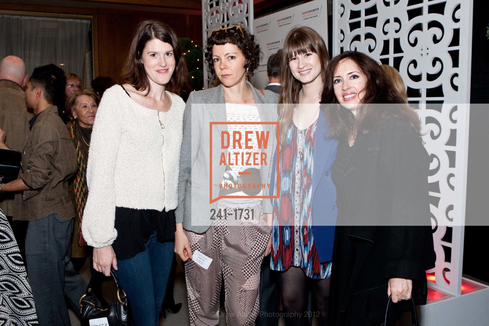 Kathleen van der Spek, Joui Turando, Alexandra Thurmond, Edith Mead Barker, Fashion Incubator San Francisco at MACY'S, US, March 29th, 2012, Photo #241-1731 Kathleen van der Spek, Joui Turando, Alexandra Thurmond, Edith Mead Barker, Photo #241-1731