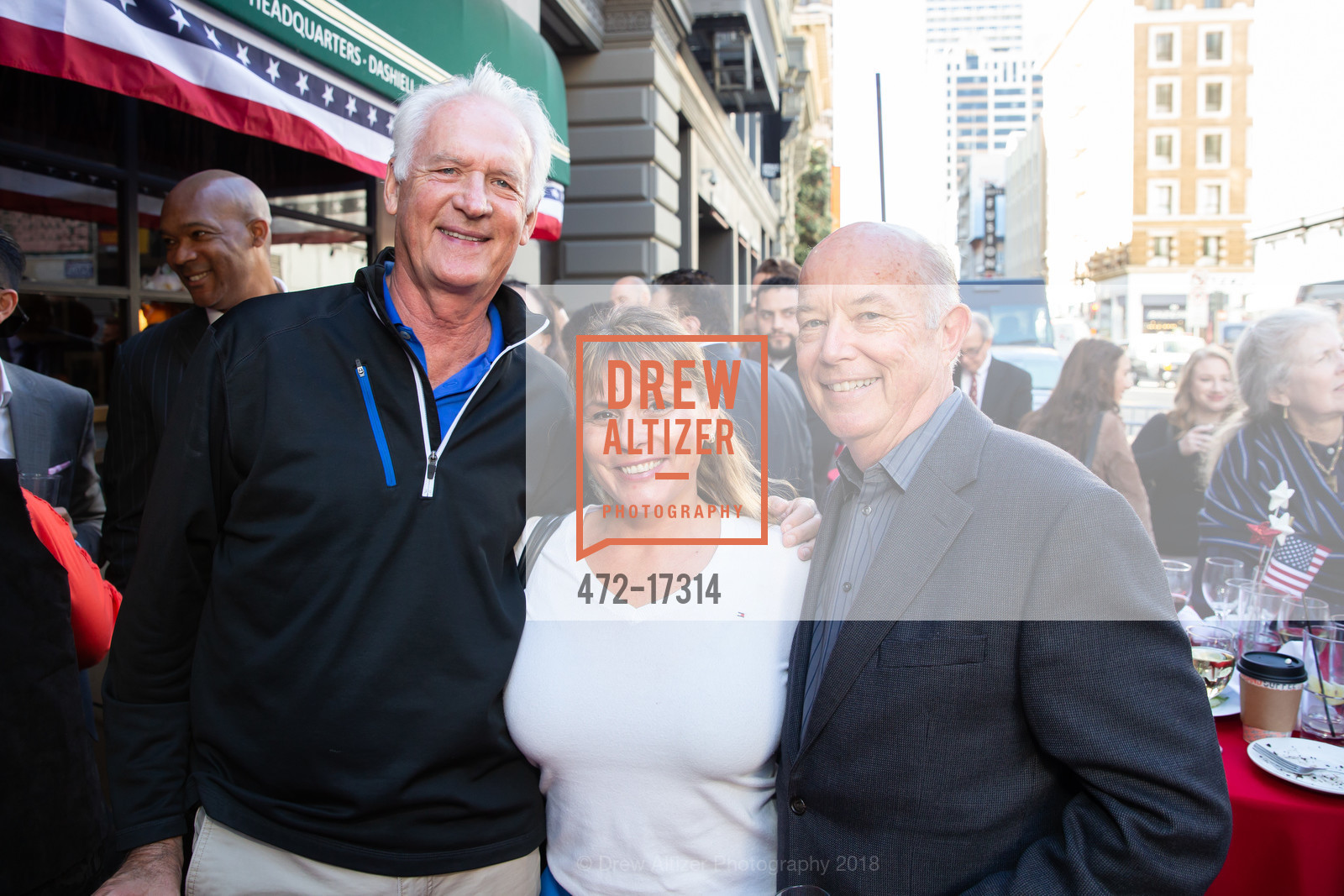 Don Bleu, Teresa Rodriguez, Gary, John’s Grill Election Day Luncheon 2018, Historic John's Grill. 63 Ellis Street, November 6th, 2018, Photo #472-17314 Don Bleu, Teresa Rodriguez, Gary, Photo #472-17314