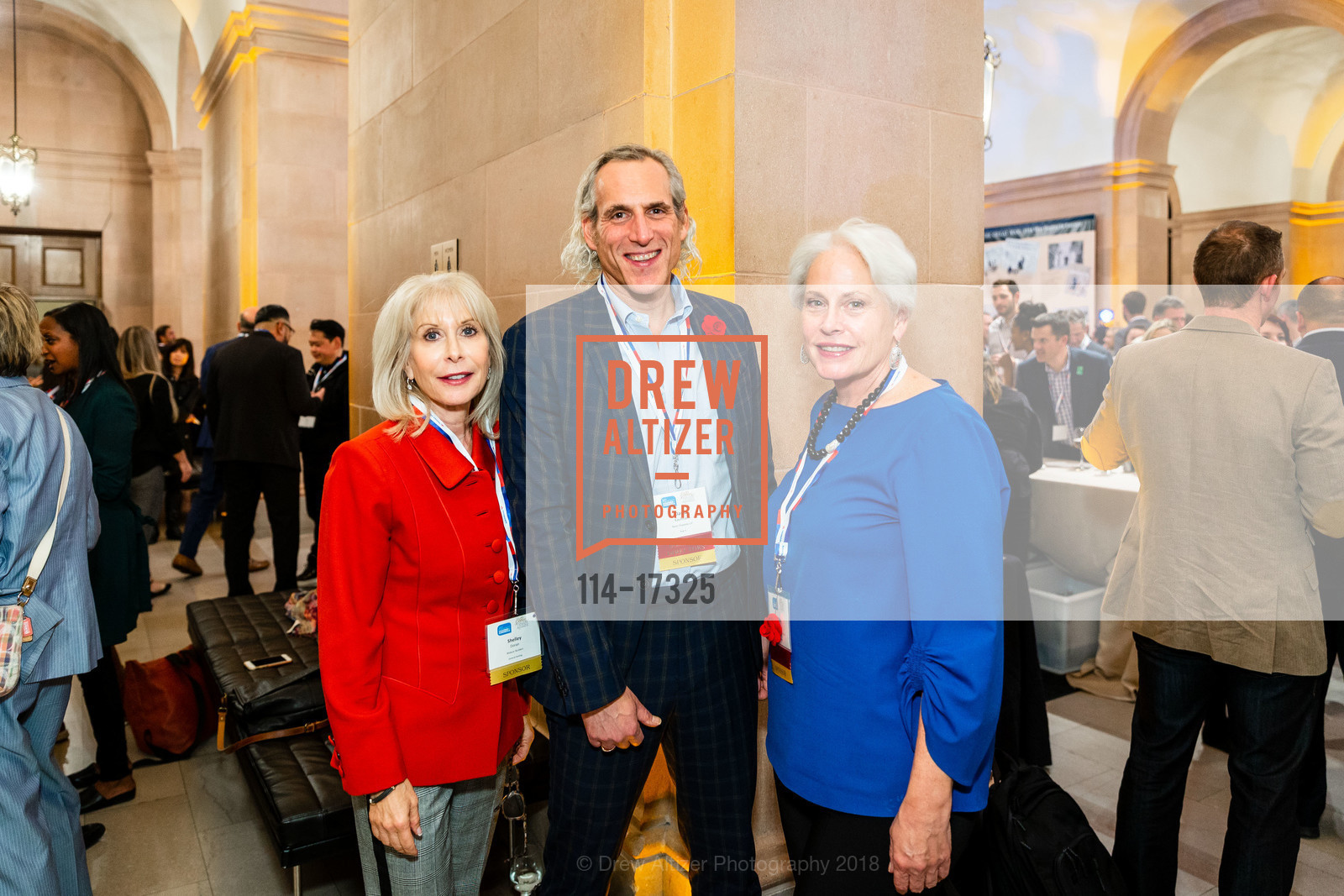 Shelley Doran, David Kaufman, Mary Huss, Excellence In Business Awards (Ebbies) hosted by the SF Chamber of Commerce, Herbst Theater. 401 Van Ness Ave, November 7th, 2018, Photo #114-17325 Shelley Doran, David Kaufman, Mary Huss, Photo #114-17325