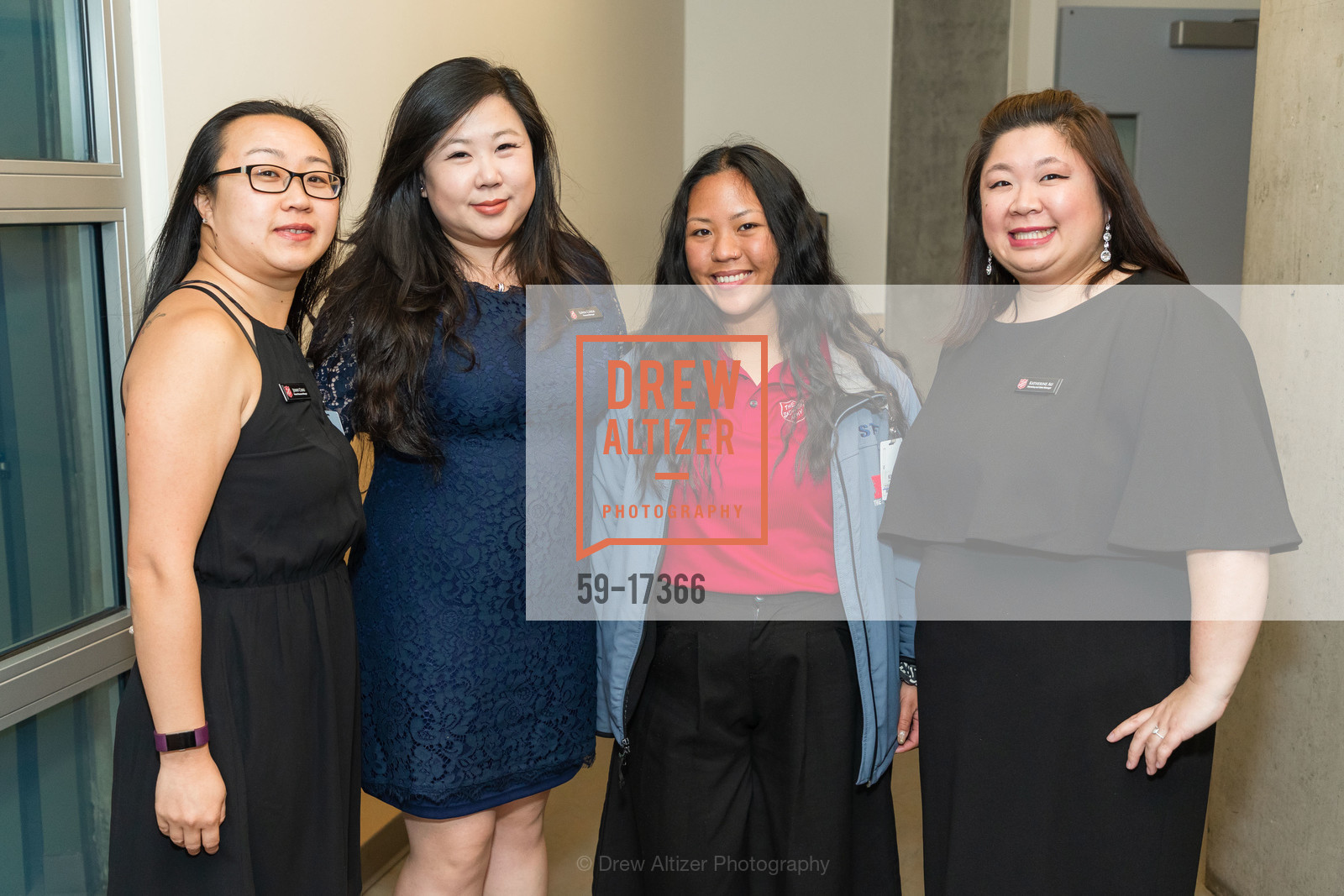 Jenny Chow, Livia Chen, Florian Avilar, Katherine Au, The Salvation Army’s Annual Holiday Luncheon 2018, The Salvation Army Kroc Center. 240 Turk St, Photo #59-17366 Jenny Chow, Livia Chen, Florian Avilar, Katherine Au, Photo #59-17366