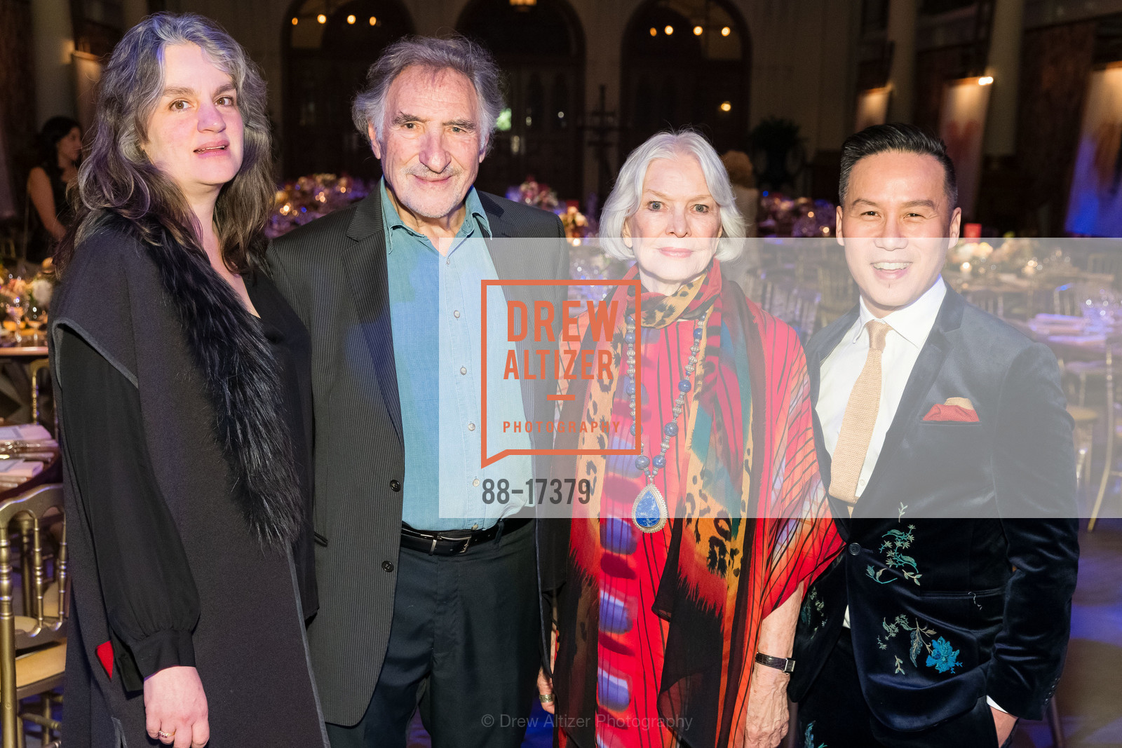 Pam MacKinnon, Judd Hirsch, Ellen Burstyn, BD Wong, ACT's Fall Celebration Welcoming Pam MacKinnon and Jennifer Bielstein to ACT and SF 2018, Saint Joseph's Arts Society. 1401 Howard St, Photo #88-17379 Pam MacKinnon, Judd Hirsch, Ellen Burstyn, BD Wong, Photo #88-17379