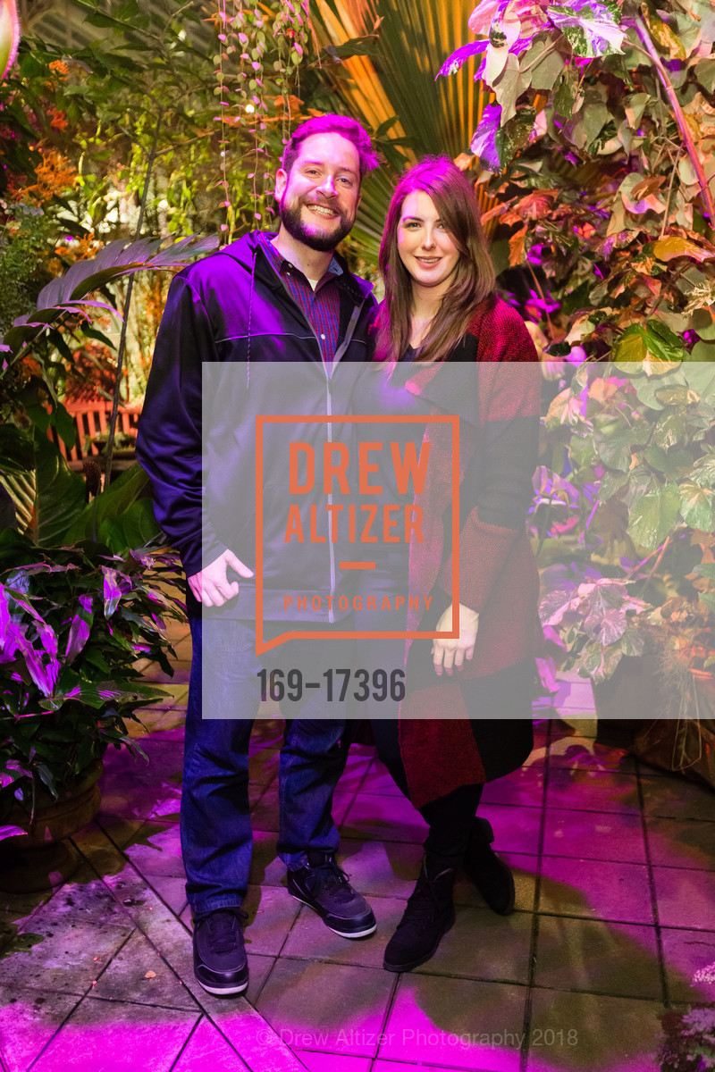 Brendan Hill, Lauren McGovern, Conservatory of Flowers Night Bloom Preview Night, Conservatory of Flowers. 100 John F Kennedy Drive, November 30th, 2018, Photo #169-17396 Brendan Hill, Lauren McGovern, Photo #169-17396