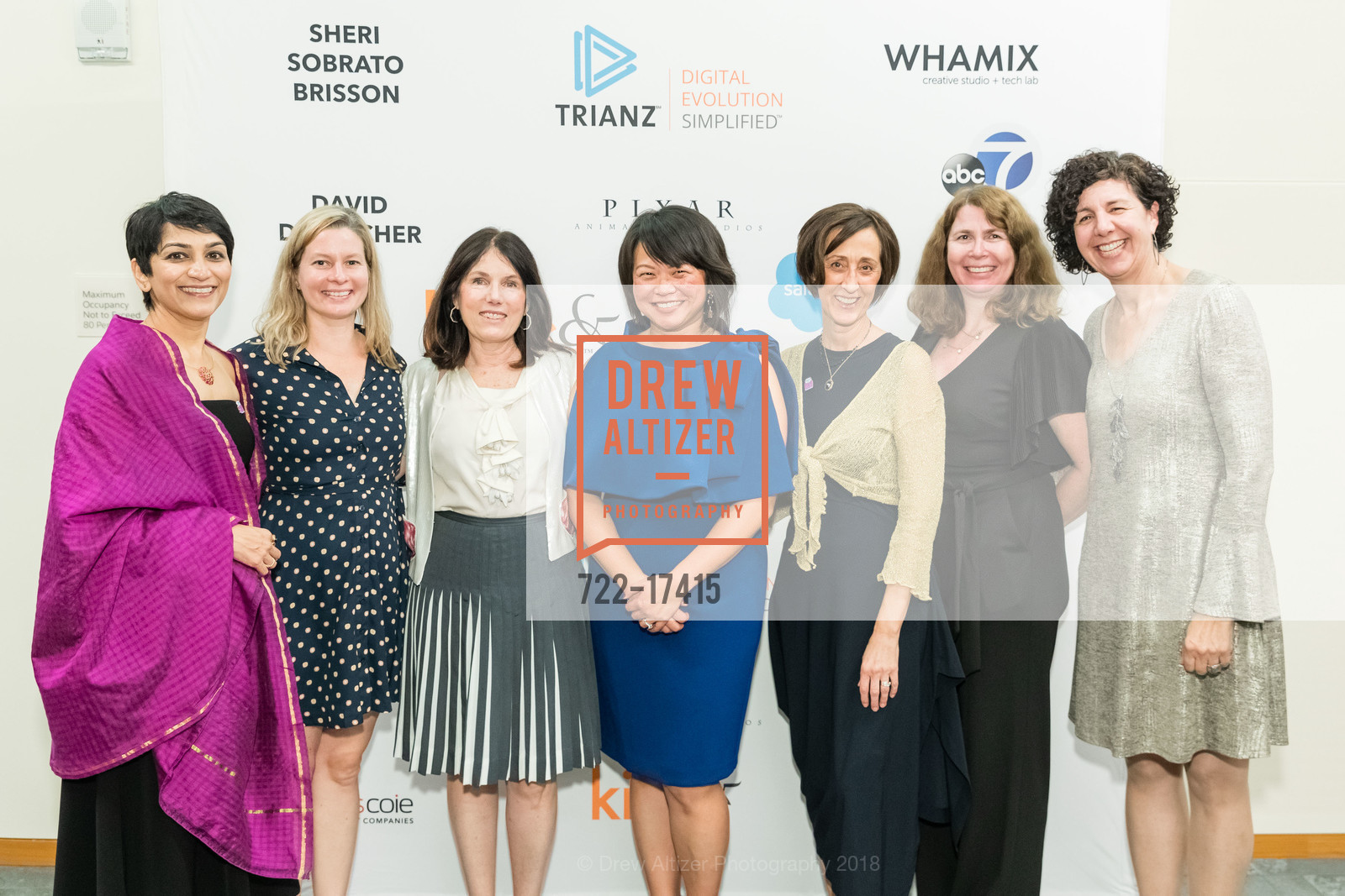 Purvi Shah, Celina Paul, Katherine Relf-Canas, Suzanne Yau, Carolina Robins, Rachel Handsman, Rinat Goren, Kids & Art Foundation's 10th Anniversary Celebrating Art and Life, Salesforce Tower, 30th Floor. 415 Mission Street, December 1st, 2018, Photo #722-17415 Purvi Shah, Celina Paul, Katherine Relf-Canas, Suzanne Yau, Carolina Robins, Rachel Handsman, Rinat Goren, Photo #722-17415