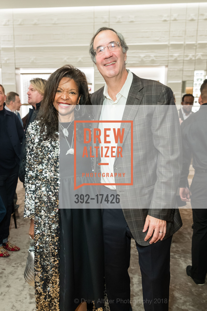 Pamela Joyner, Fred Giuffrida, Fendi FOG kickoff Cocktail Reception, Fendi. 195 Grant Avenue, November 29th, 2018, Photo #392-17426 Pamela Joyner, Fred Giuffrida, Photo #392-17426