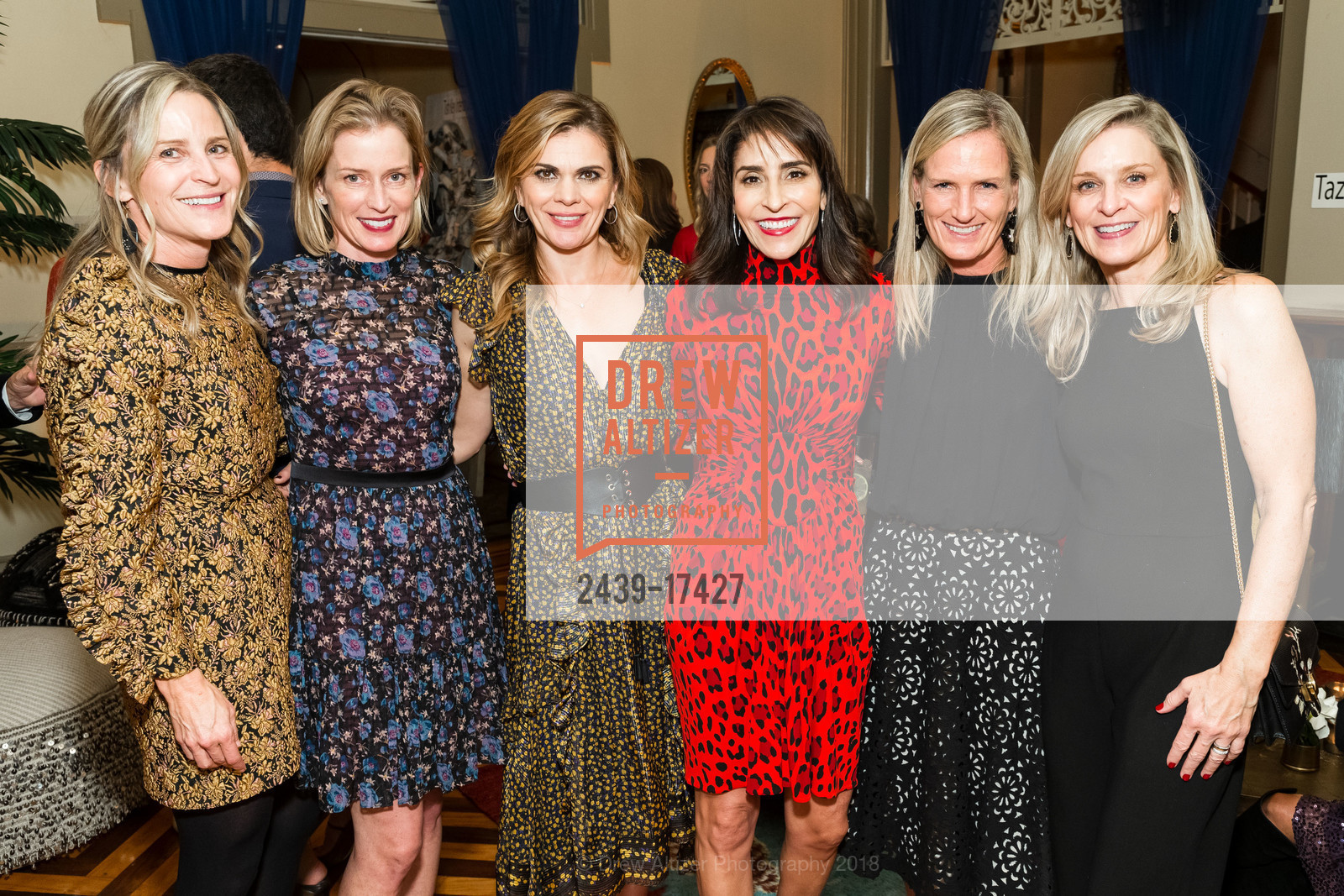 Terry Honey, Nikki Barrett, Brigitta Whiting, Katherine Simon, Janet Bijur, Laura Ferguson, Children of Shelters Jingle & Mingle 2018, Fort Mason, General's Residence, November 29th, 2018, Photo #2439-17427 Terry Honey, Nikki Barrett, Brigitta Whiting, Katherine Simon, Janet Bijur, Laura Ferguson, Photo #2439-17427