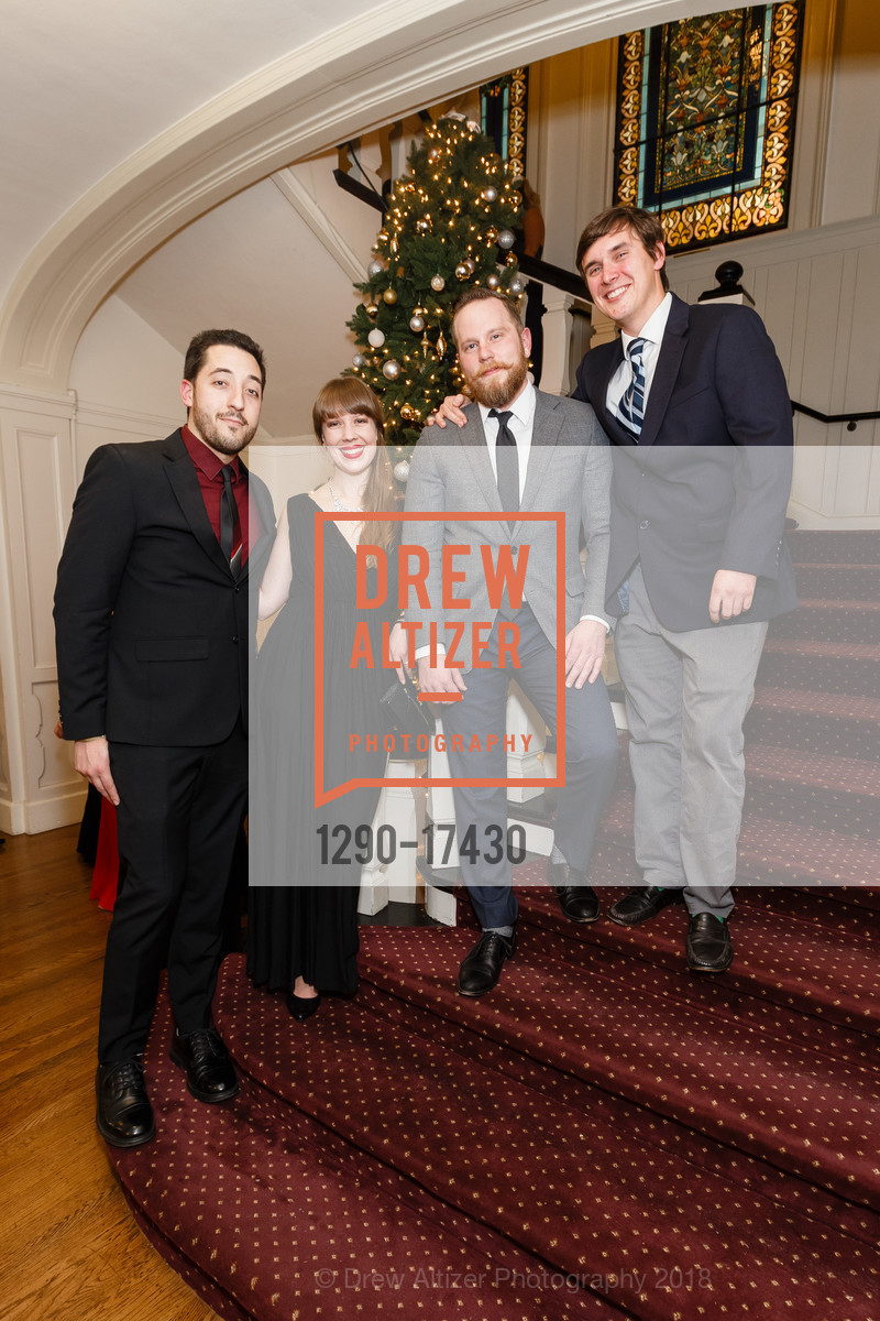 Anton Surunis, Allison Kruse, Tim Darwick, Andrew Sparks, Spinsters Holiday Ball 2018, Century Club of San Francisco. 1355 Franklin St, December 1st, 2018, Photo #1290-17430 Anton Surunis, Allison Kruse, Tim Darwick, Andrew Sparks, Photo #1290-17430
