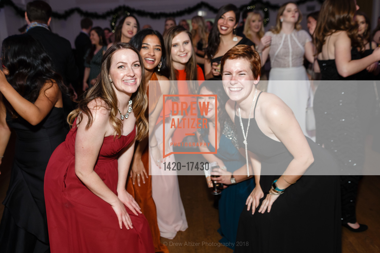 Julia, Shreya Tanna, Brittany Nelson, Liana Louie, Megan Ruskey, Spinsters Holiday Ball 2018, Century Club of San Francisco. 1355 Franklin St, December 1st, 2018, Photo #1420-17430 Julia, Shreya Tanna, Brittany Nelson, Liana Louie, Megan Ruskey, Photo #1420-17430