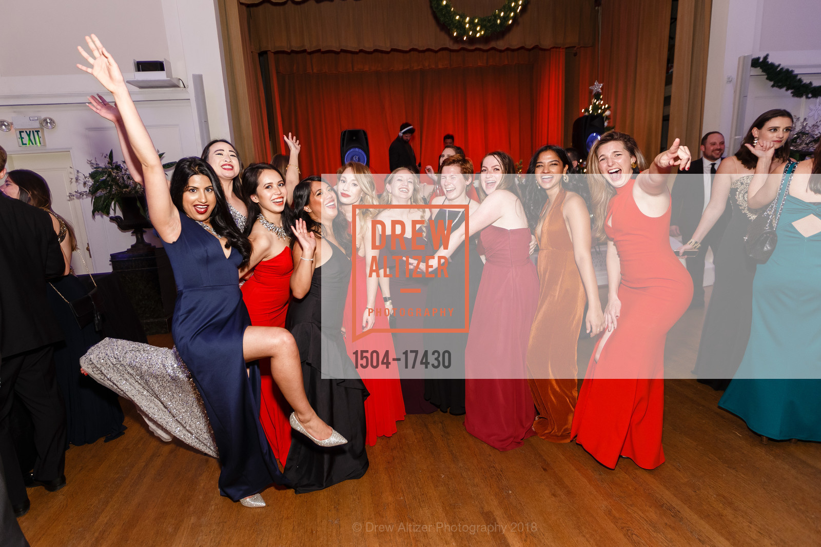 Christine Chan, Karen Datangel, Megan Ruskey, Jocelyn Parker, Shreya Tanna, Spinsters Holiday Ball 2018, Century Club of San Francisco. 1355 Franklin St, December 1st, 2018, Photo #1504-17430 Christine Chan, Karen Datangel, Megan Ruskey, Jocelyn Parker, Shreya Tanna, Photo #1504-17430
