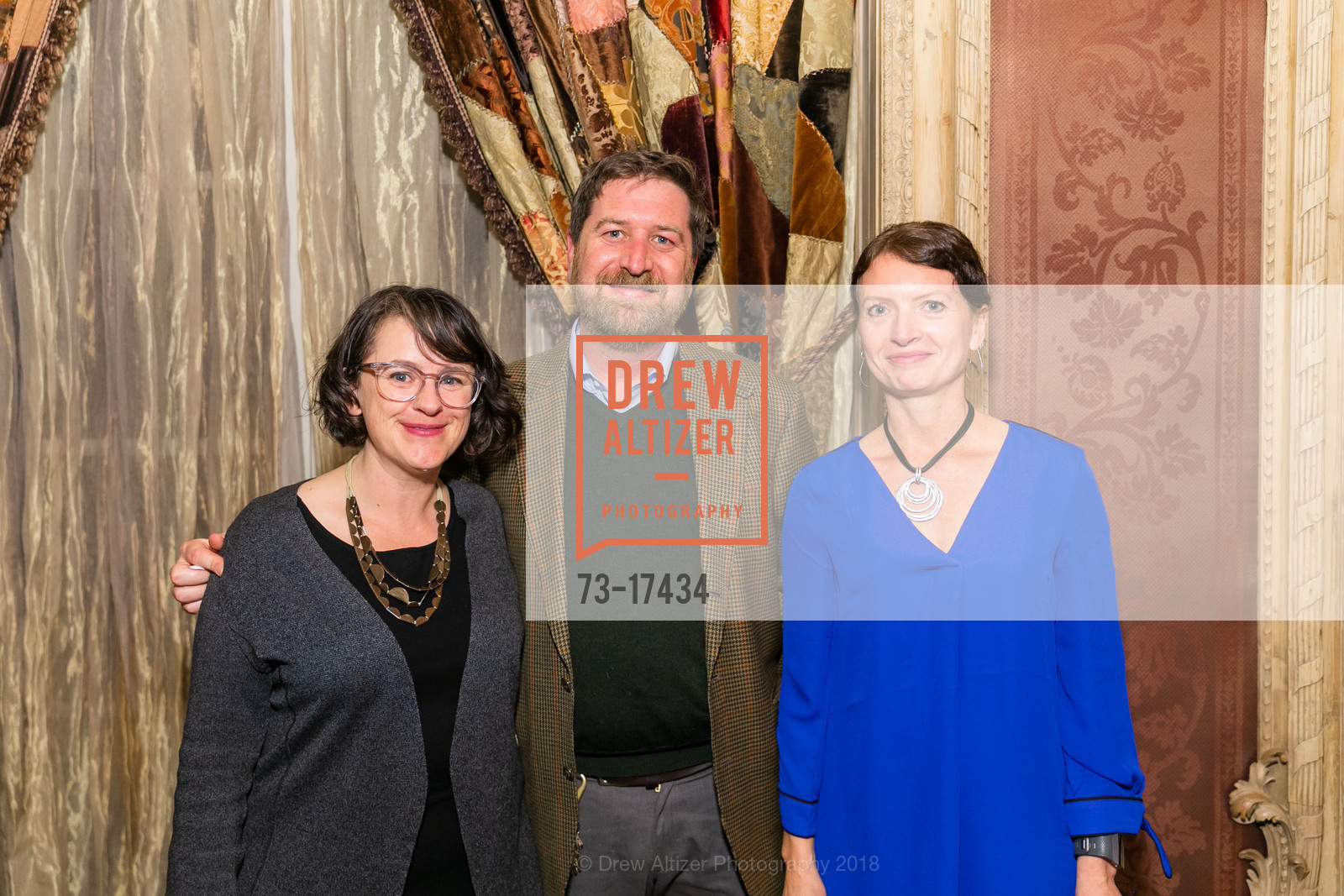 Meredith Johnson, Scott Johnson, Rachel Roberts, Gordon and Ann Getty host Leakey Foundation Holiday Gathering, Private Residence. 52 CHENERY ST, November 30th, 2018, Photo #73-17434 Meredith Johnson, Scott Johnson, Rachel Roberts, Photo #73-17434
