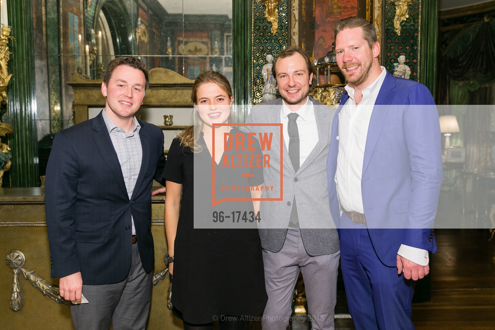Eric Brooks, Natasha Doherty, Brandon Dement, Don Johnson, Gordon and Ann Getty host Leakey Foundation Holiday Gathering, Private Residence. 52 CHENERY ST, November 30th, 2018, Photo #96-17434 Eric Brooks, Natasha Doherty, Brandon Dement, Don Johnson, Photo #96-17434