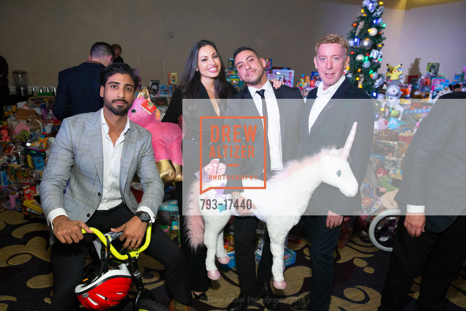 Syed Kahn, Casaldra Andreassen, Emmanuel Ramirez, Jeff Clocker, Toys for Tots SF 2018, Fairmont Hotel, December 2nd, 2018, Photo #793-17440 Syed Kahn, Casaldra Andreassen, Emmanuel Ramirez, Jeff Clocker, Photo #793-17440