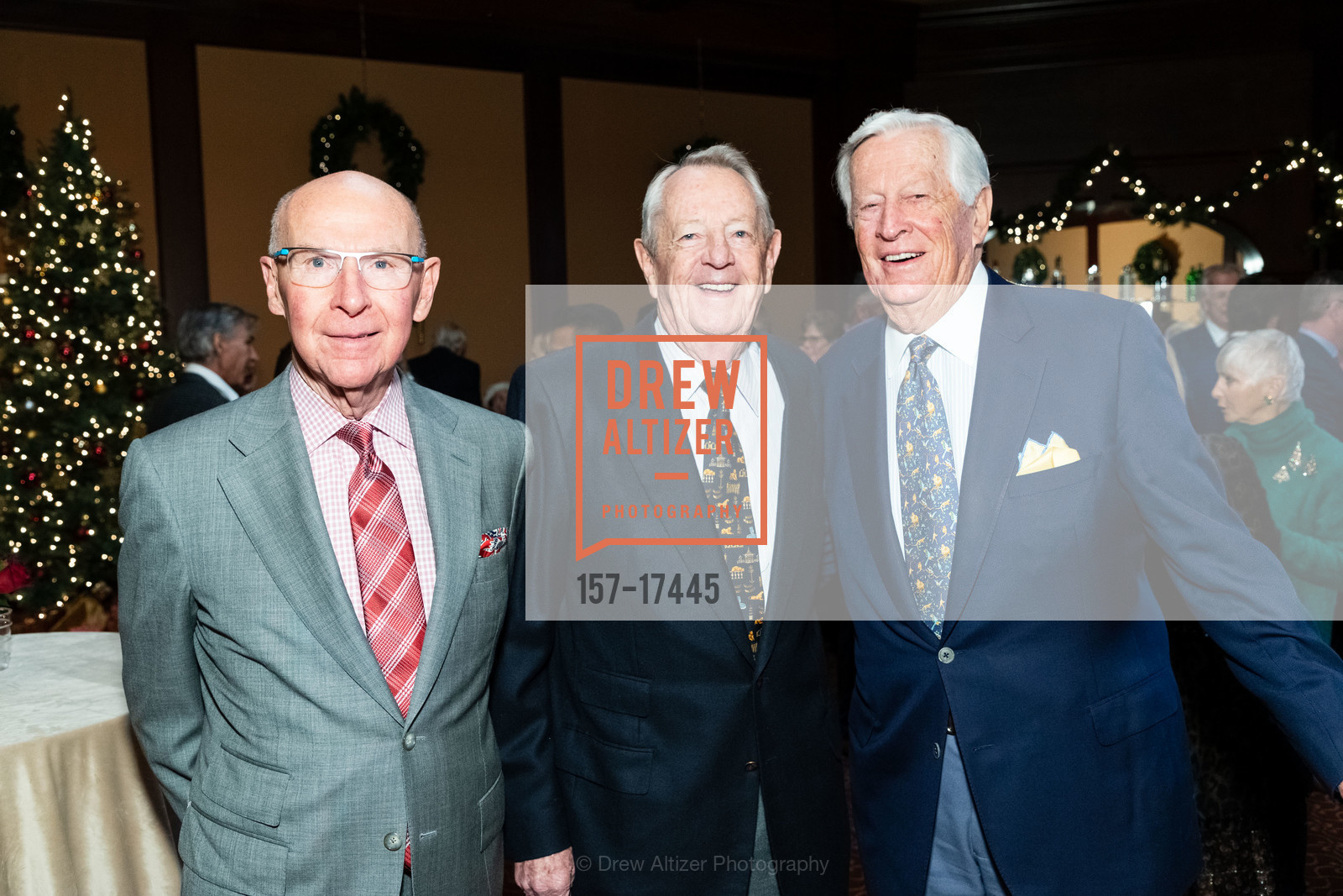 Richard Heasey, Bob Elsworth, Lee Gammill, Shansby/Matarasso Holiday Party 2018, Harris' Restaurant. 2100 Van Ness St, Photo #157-17445 Richard Heasey, Bob Elsworth, Lee Gammill, Photo #157-17445