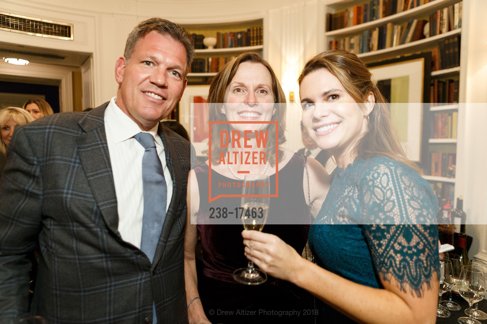Greg Goumas, Sarah Schnepf, Karen Diemoz, Sotheby's International Realty Holiday Party 2018, The Fairmont Hotel, Penthouse Suite. 950 Mason Street, December 5th, 2018, Photo #238-17463 Greg Goumas, Sarah Schnepf, Karen Diemoz, Photo #238-17463