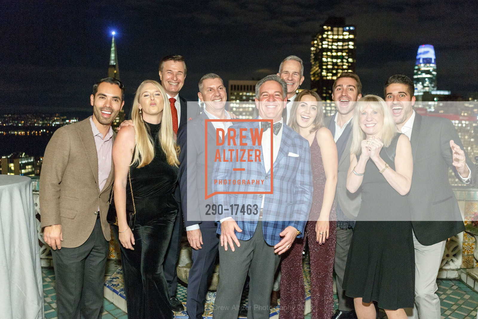 Alex Hachiya, Sara Thandi, Frank Symons, Jon Egan, Gregg Lynn, Jeffrey Gibson, Jaymie Costello, Kevin Delmore, Kathy Korte, Joe Khamsehpour, Sotheby's International Realty Holiday Party 2018, The Fairmont Hotel, Penthouse Suite. 950 Mason Street, December 5th, 2018, Photo #290-17463 Alex Hachiya, Sara Thandi, Frank Symons, Jon Egan, Gregg Lynn, Jeffrey Gibson, Jaymie Costello, Kevin Delmore, Kathy Korte, Joe Khamsehpour, Photo #290-17463