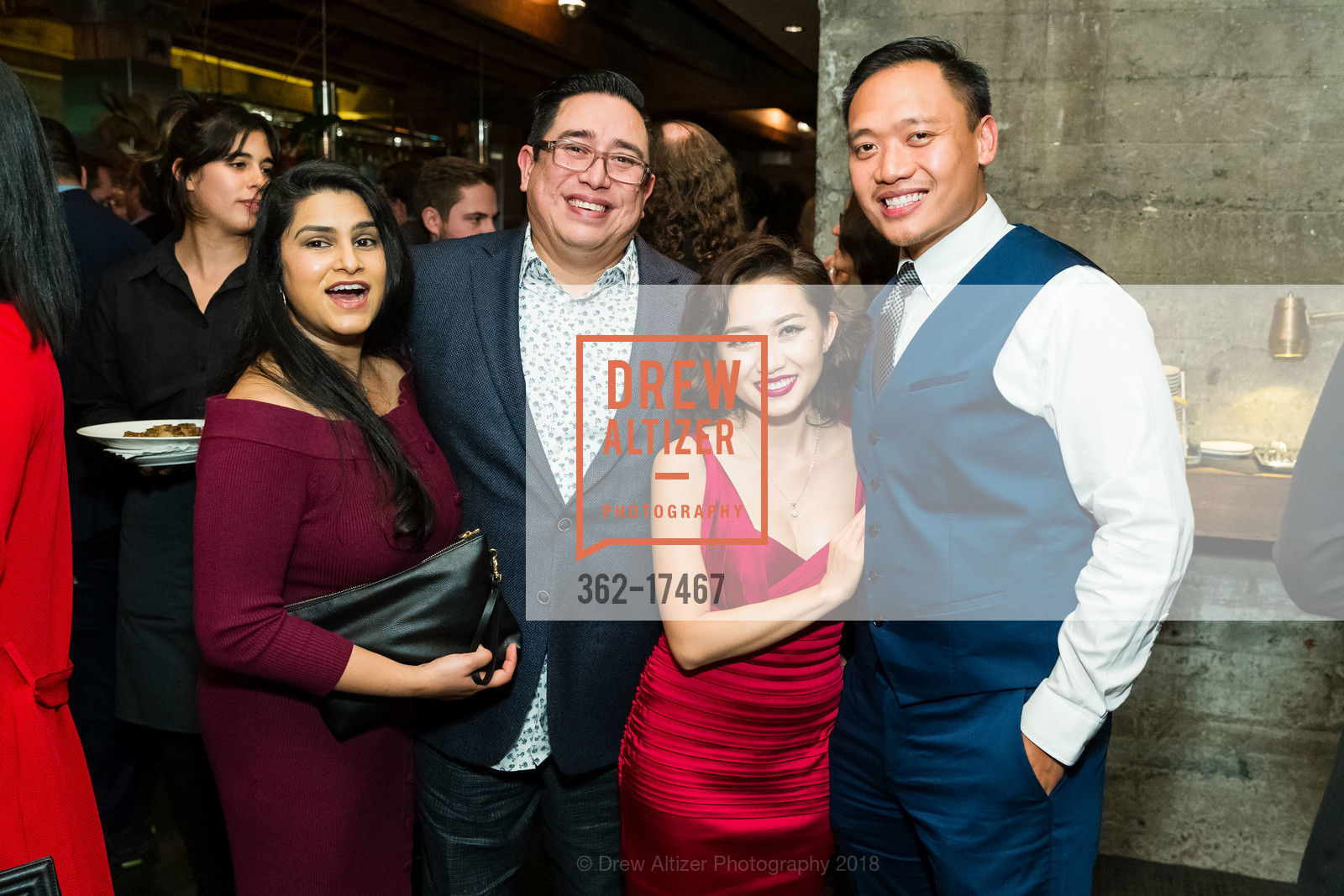 Geeta Vargas, Gabriel Vargas, PK Vang, Patrick Gonzalez, Maximus Holiday Party 2018, 25 Lusk. 25 Lusk St, December 7th, 2018, Photo #362-17467 Geeta Vargas, Gabriel Vargas, PK Vang, Patrick Gonzalez, Photo #362-17467